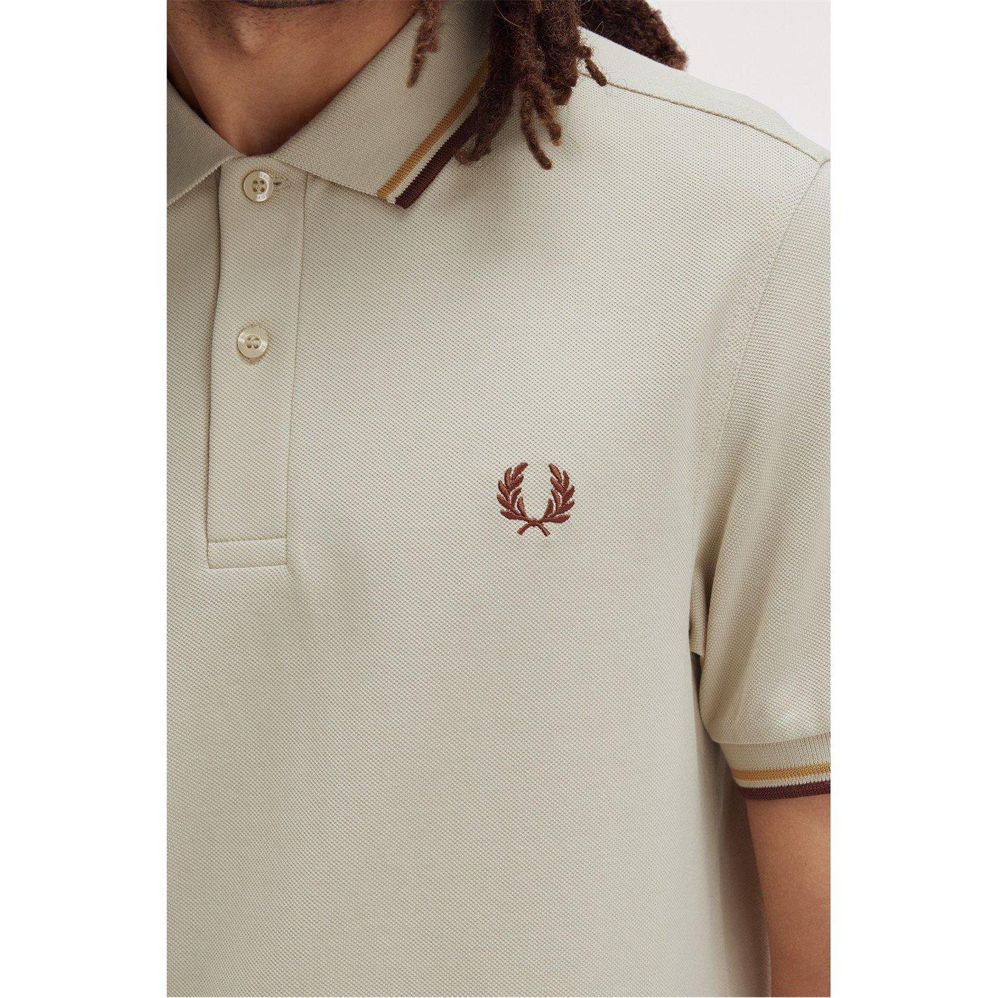 Oatmeal W55 - Fred Perry - Short Sleeve Twin Tipped Polo Shirt - 9
