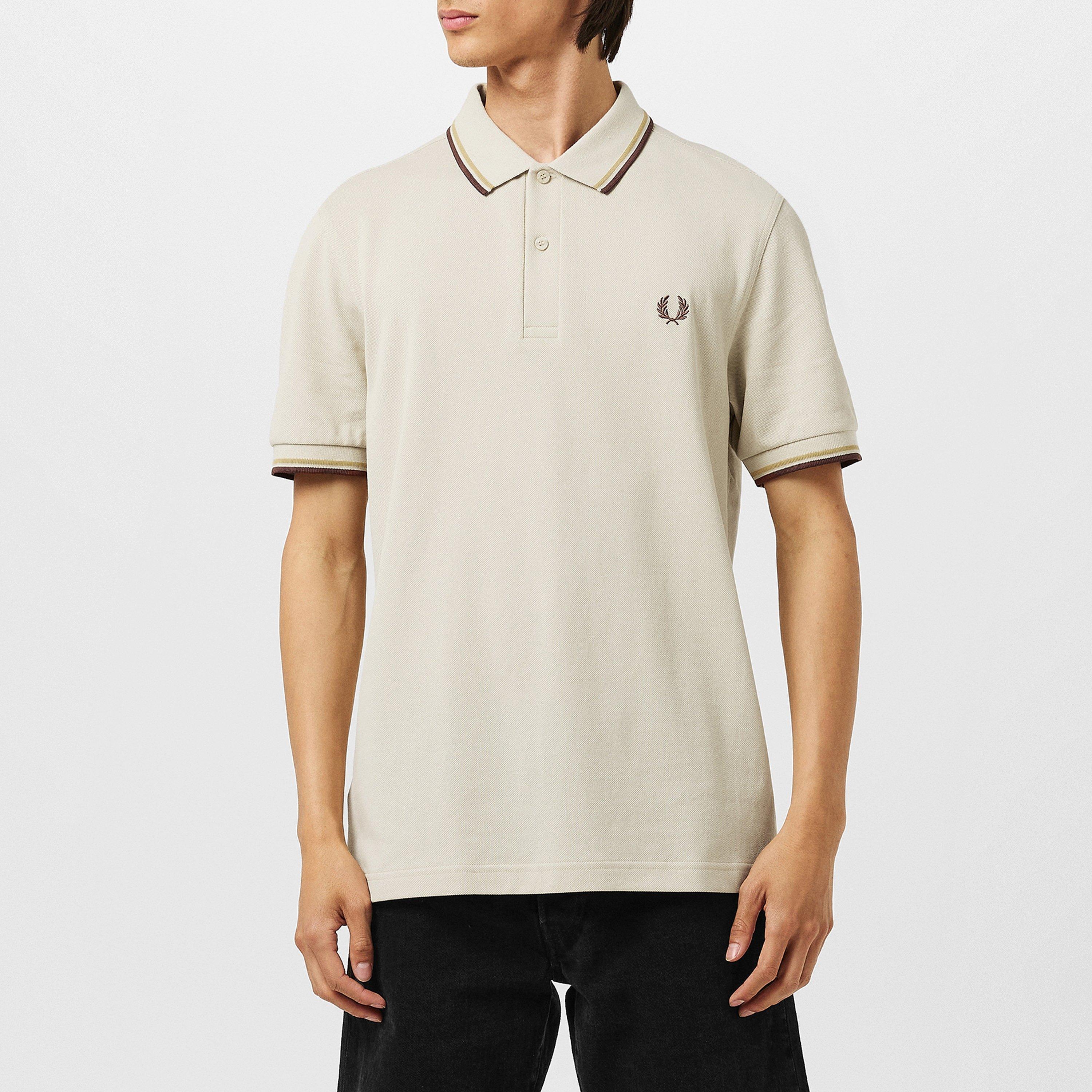 Oatmeal W55 - Fred Perry - Short Sleeve Twin Tipped Polo Shirt - 3