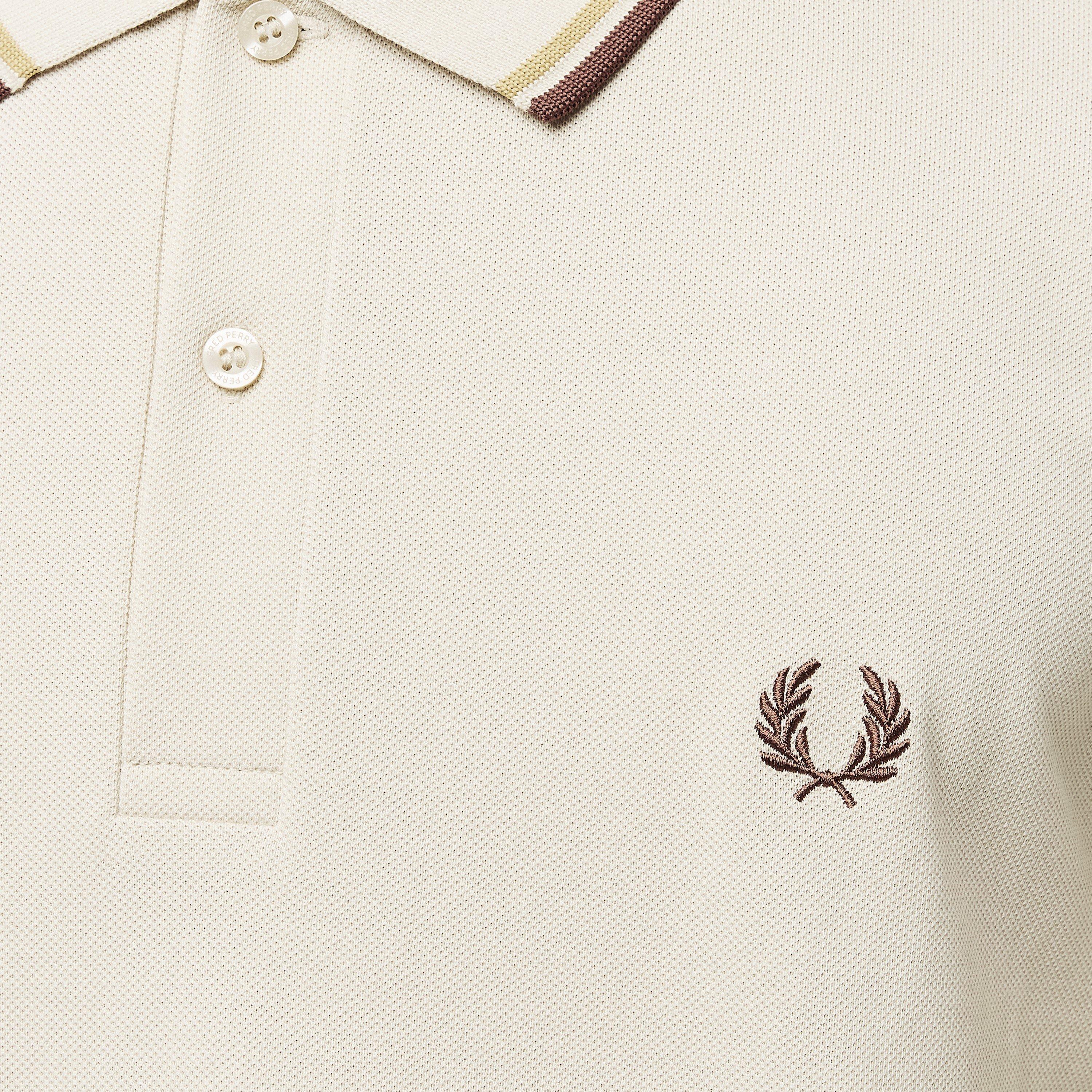 Oatmeal W55 - Fred Perry - Short Sleeve Twin Tipped Polo Shirt - 5