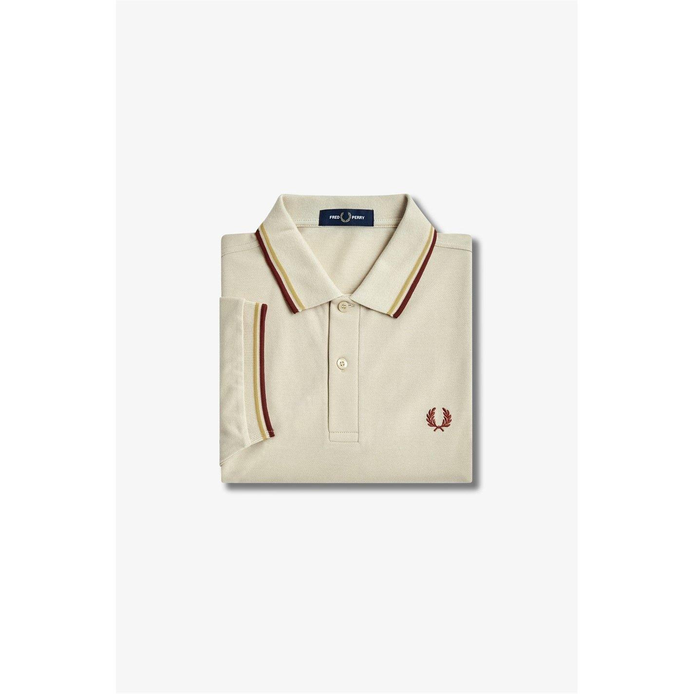 Oatmeal W55 - Fred Perry - Short Sleeve Twin Tipped Polo Shirt - 8