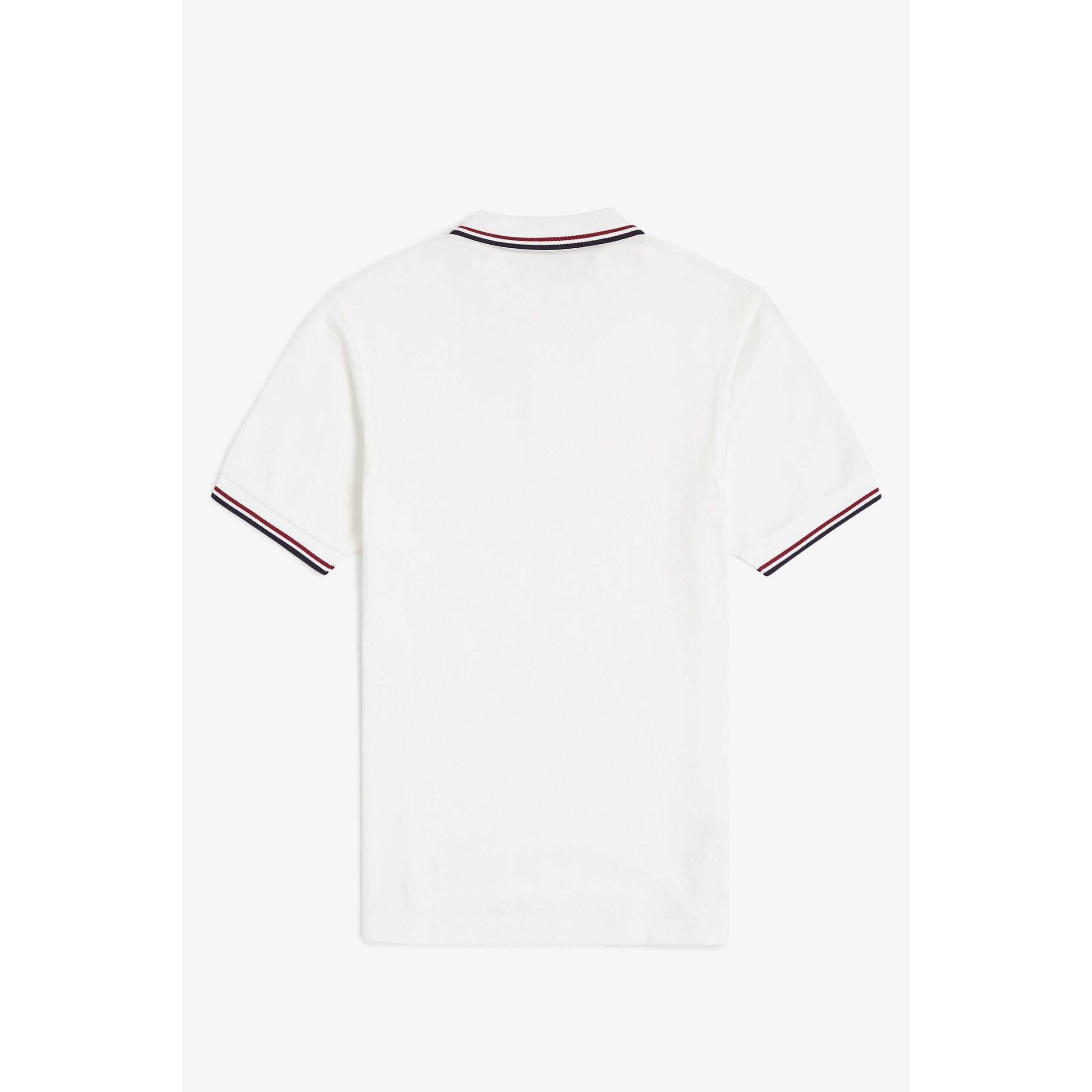 White/Red T60 - Fred Perry - Short Sleeve Twin Tipped Polo Shirt - 2