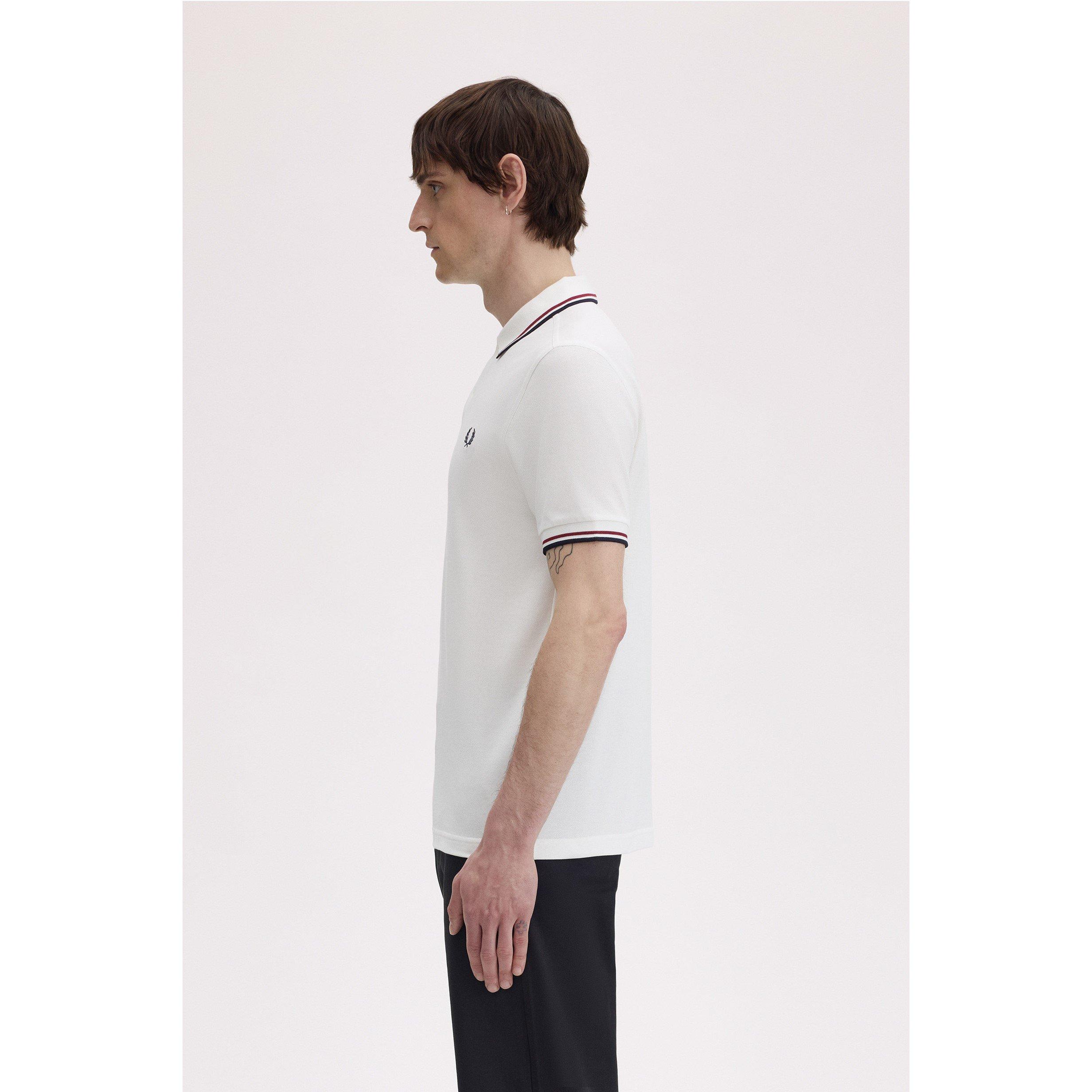 White/Red T60 - Fred Perry - Short Sleeve Twin Tipped Polo Shirt - 4