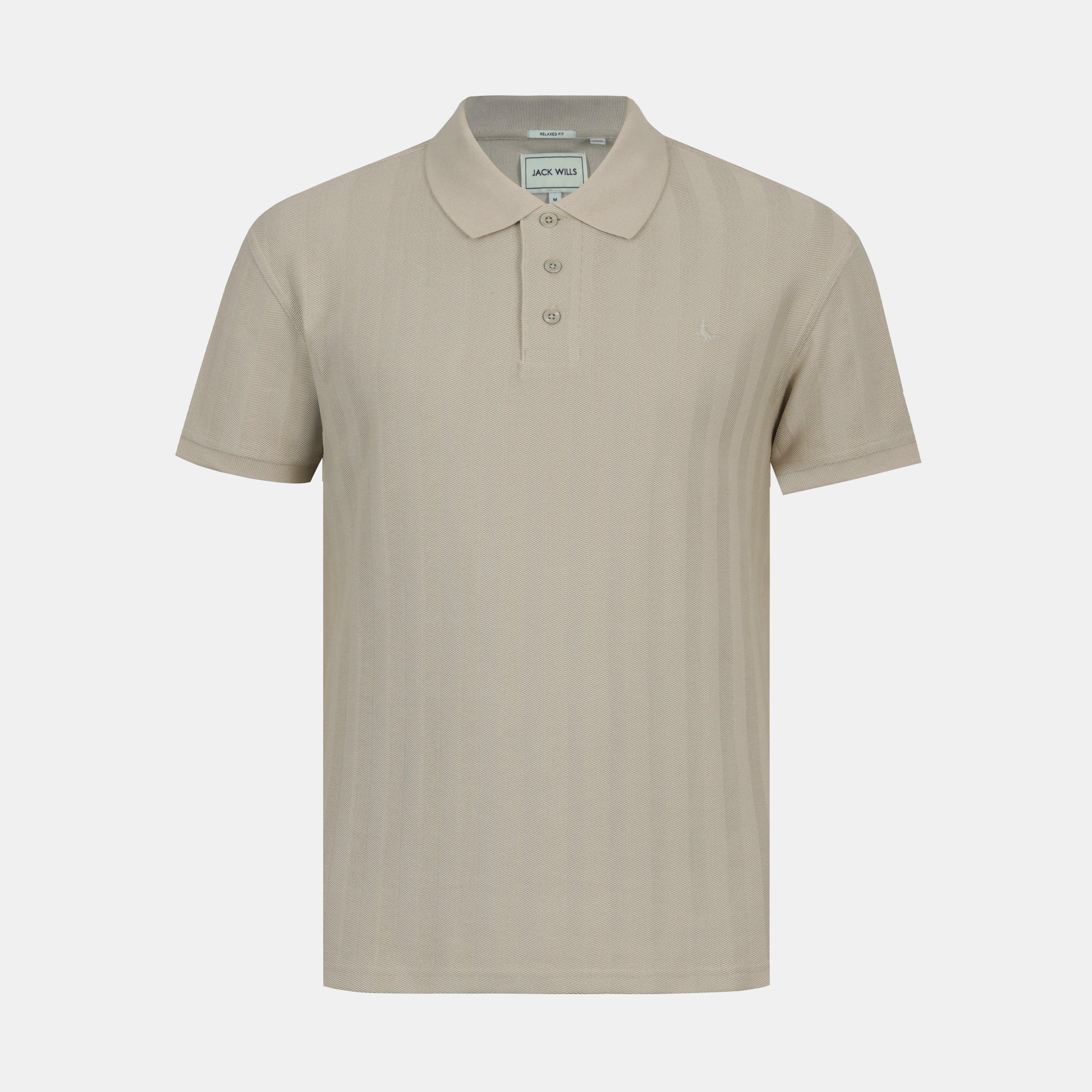 Men's Herringbone Cotton Short Sleeve Polo Shirt