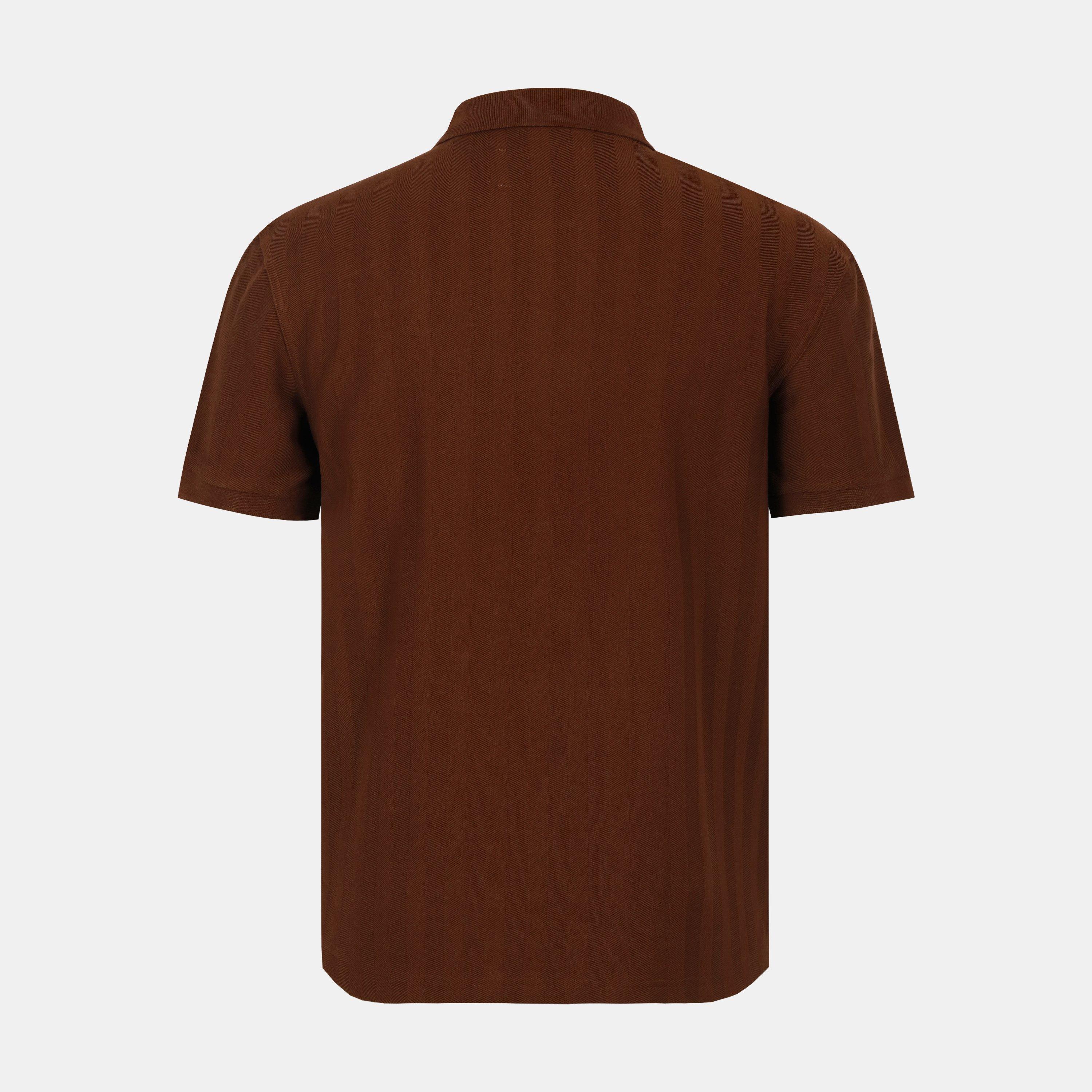 Chocolate - Jack Wills - Men's Herringbone Cotton Short Sleeve Polo Shirt - 3