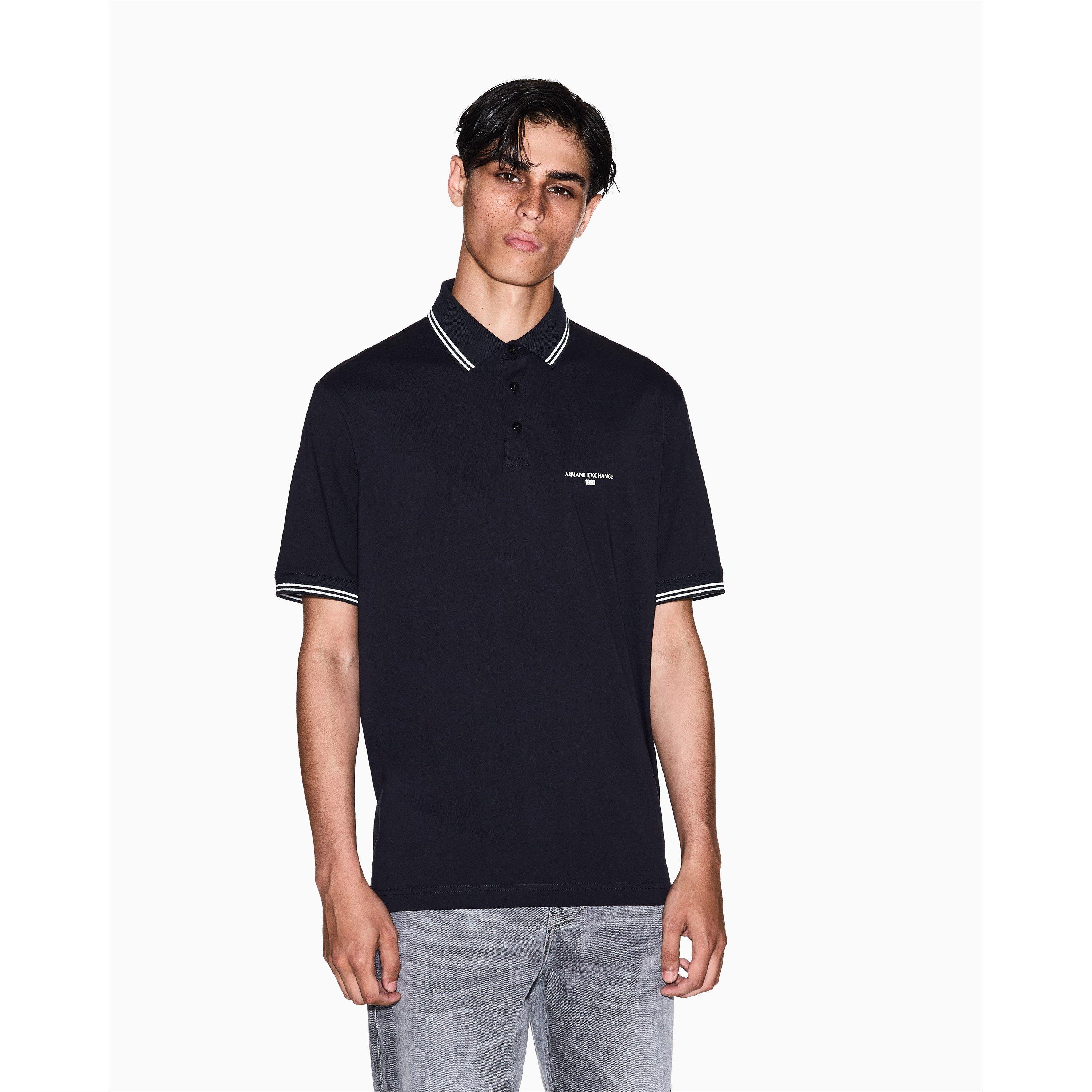 Navy - Armani Exchange - Men's Short Sleeve Polo Shirt - 1