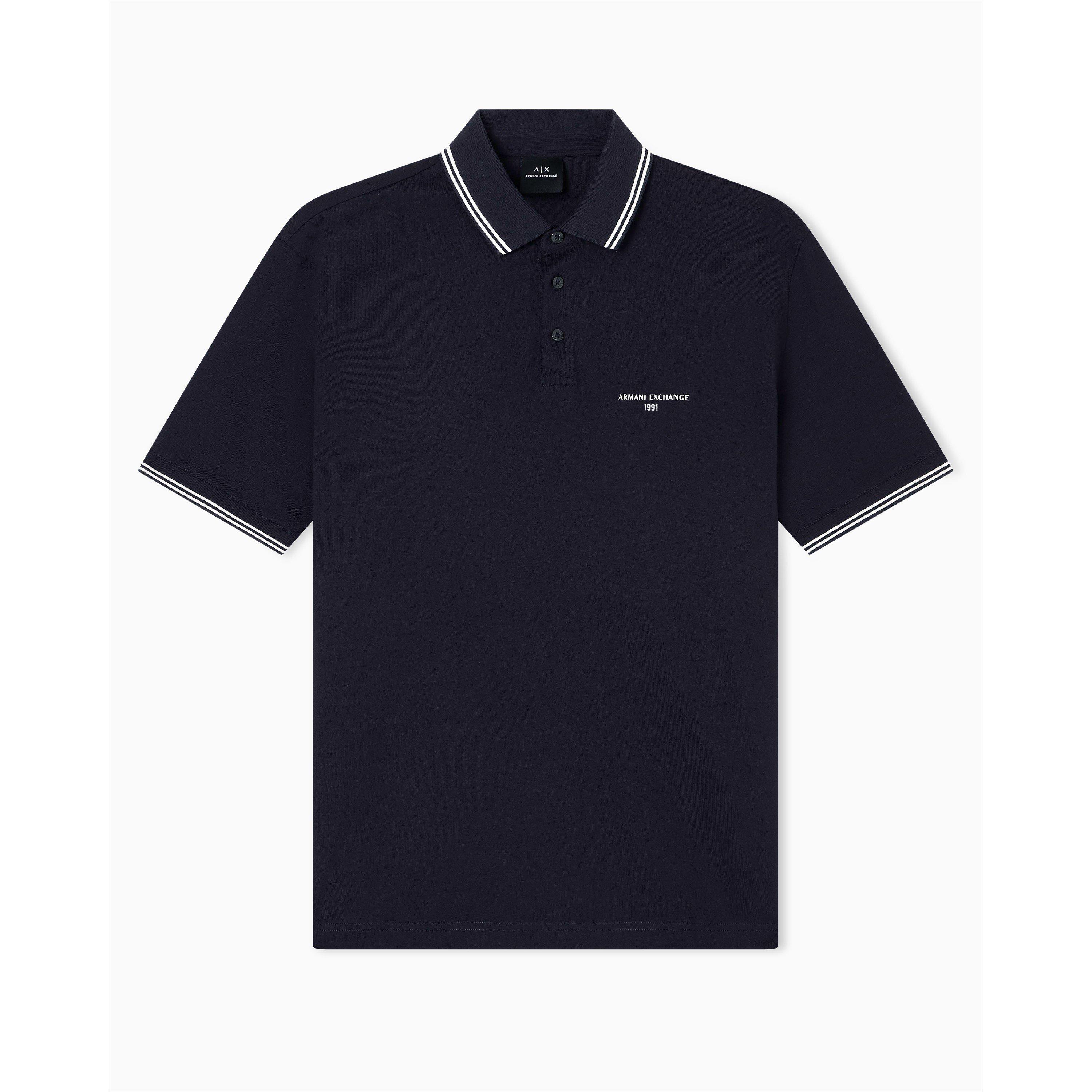 Navy - Armani Exchange - Men's Short Sleeve Polo Shirt - 5