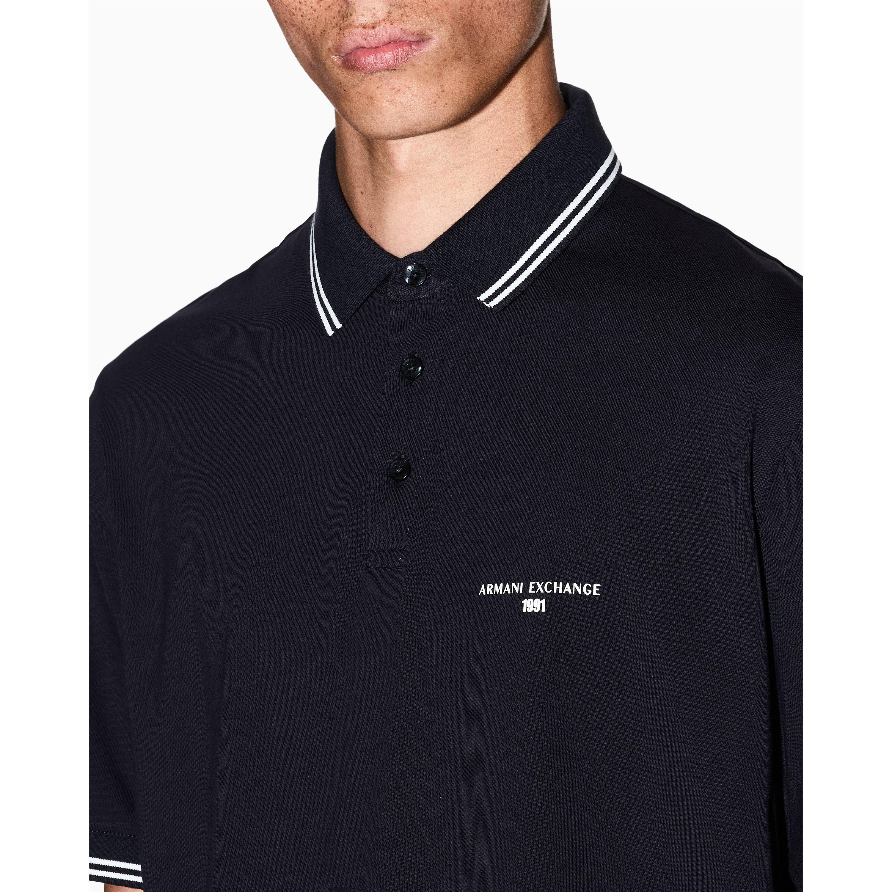 Navy - Armani Exchange - Men's Short Sleeve Polo Shirt - 4