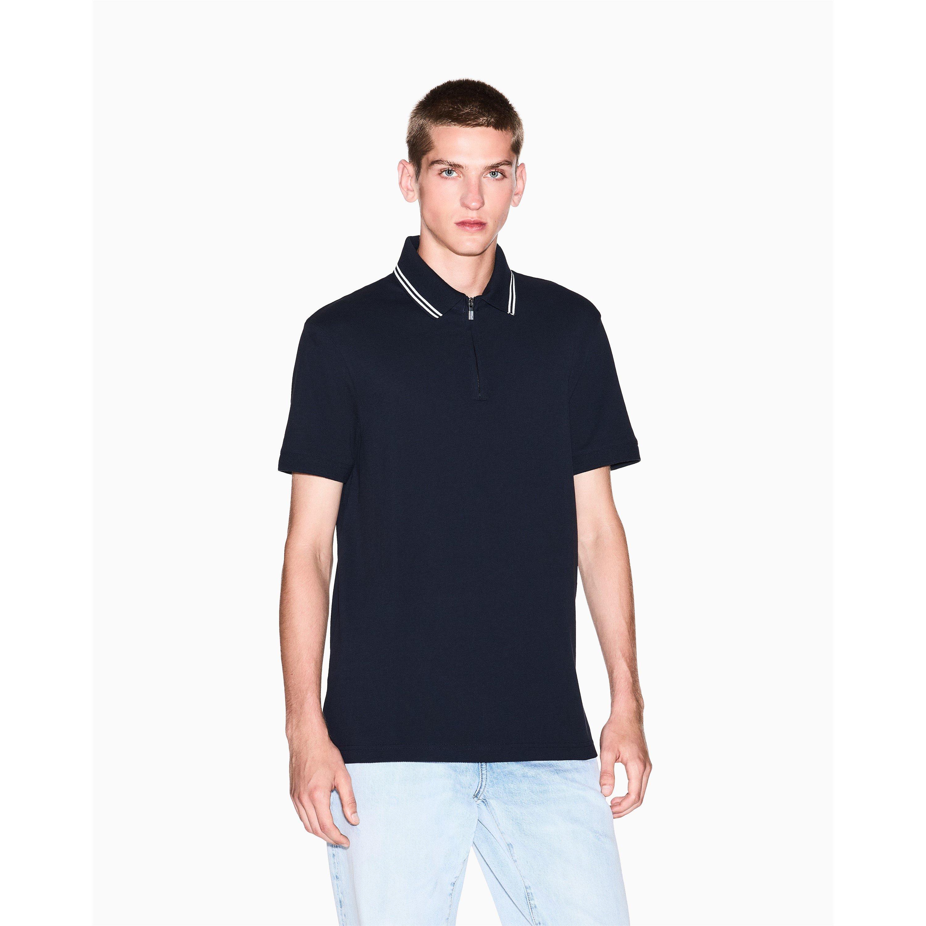 Navy - Armani Exchange - Men's Short Sleeve Polo Shirt - 1