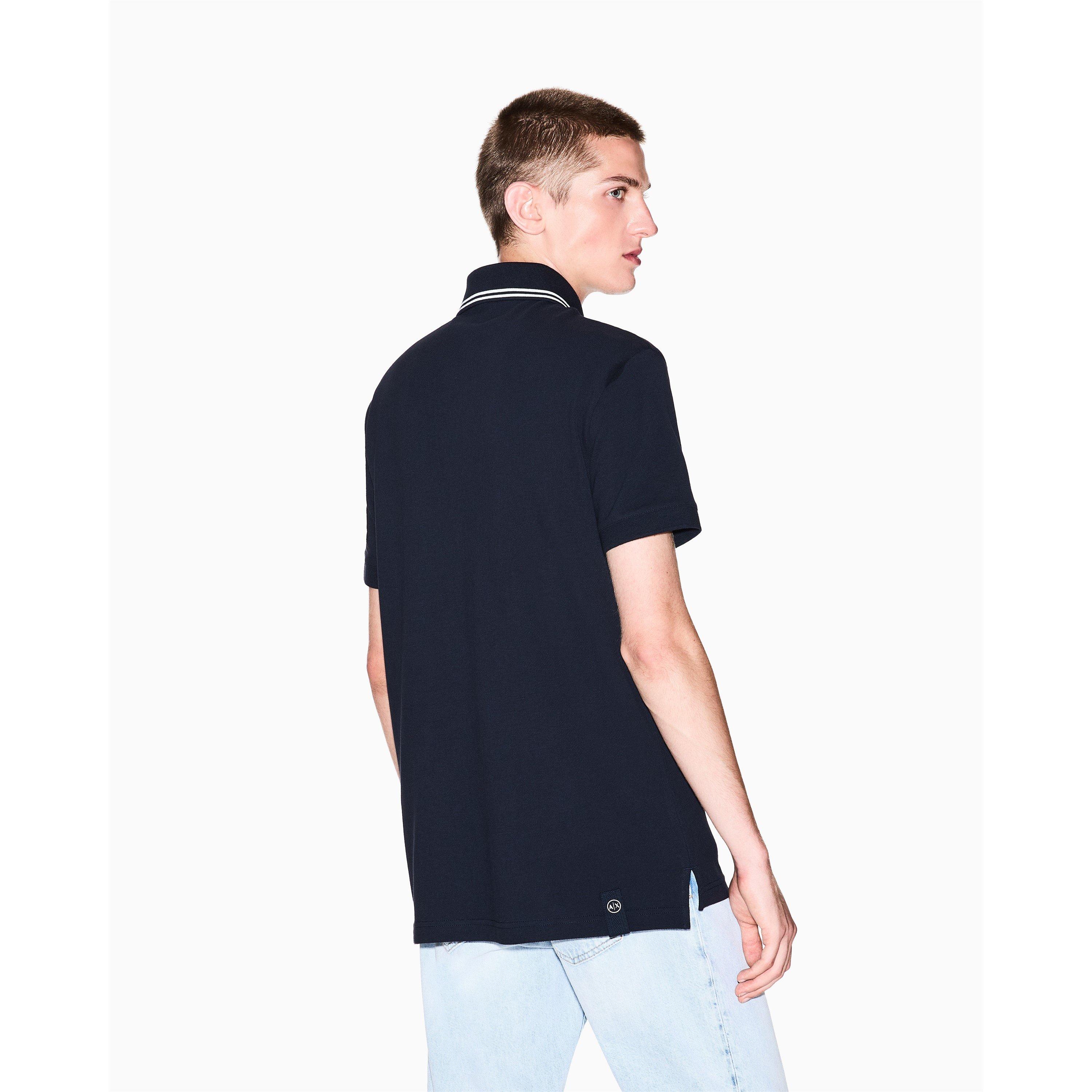 Navy - Armani Exchange - Men's Short Sleeve Polo Shirt - 2