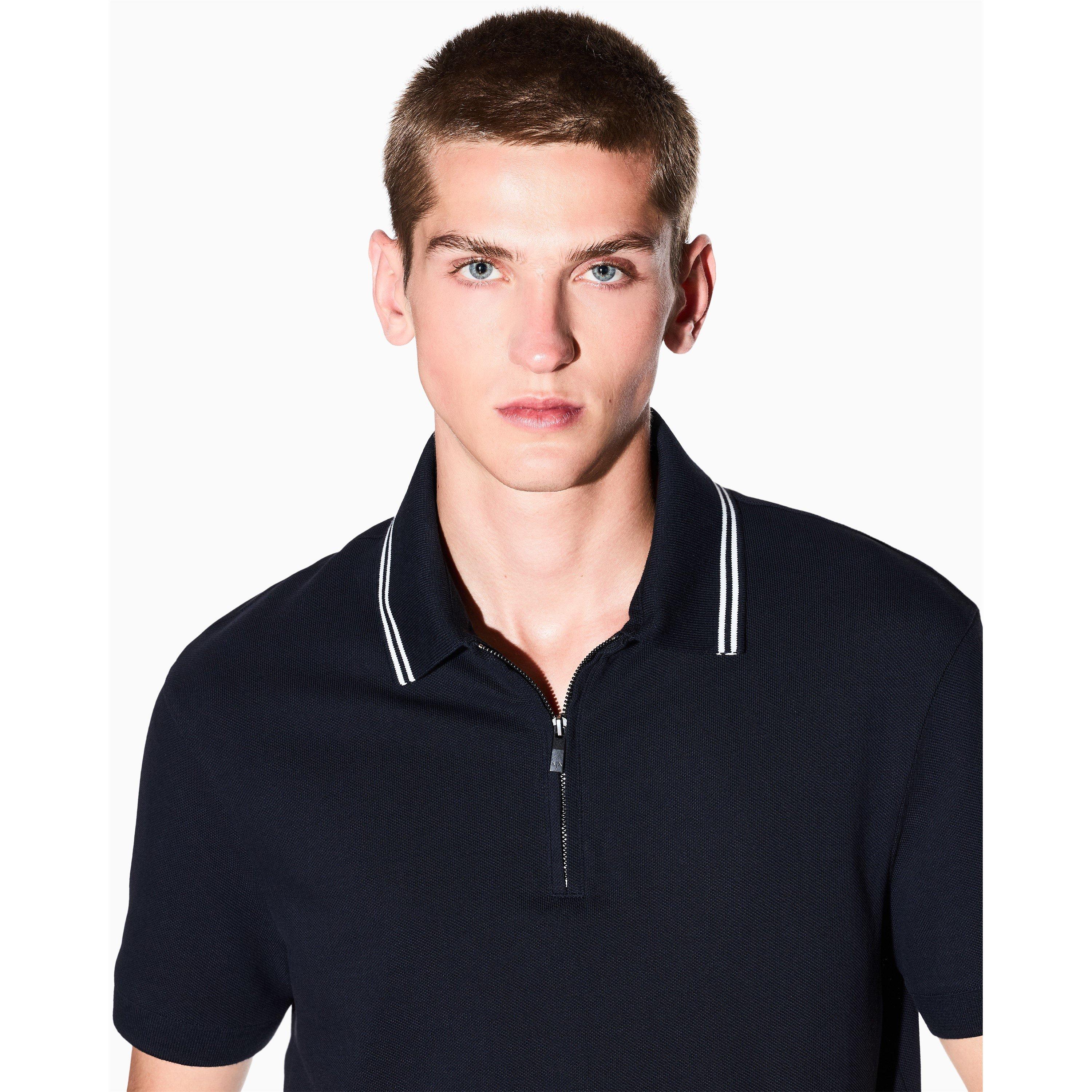 Navy - Armani Exchange - Men's Short Sleeve Polo Shirt - 4