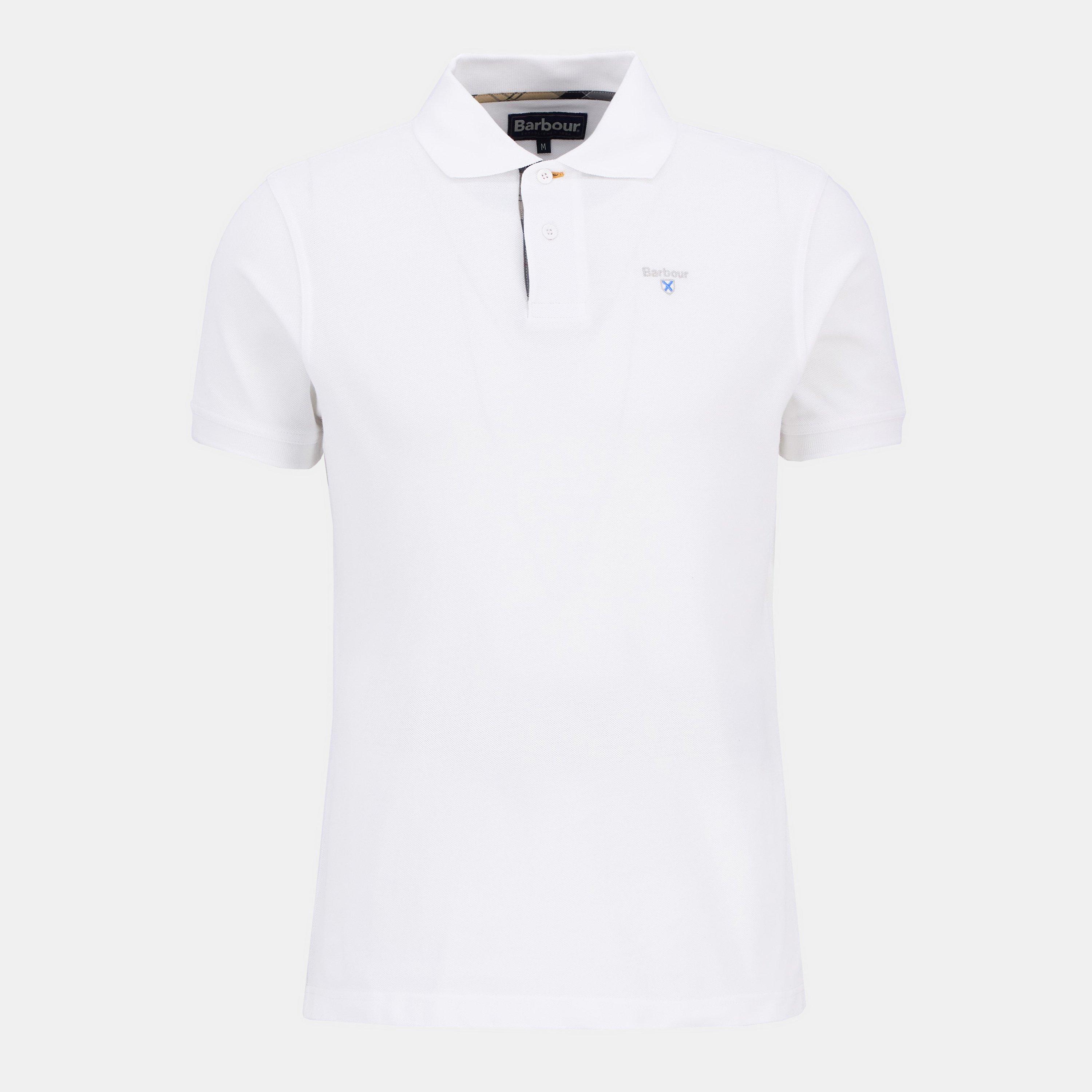 Barbour Men's Tartan Pique Polo Shirt - White Wh11 - 2XL