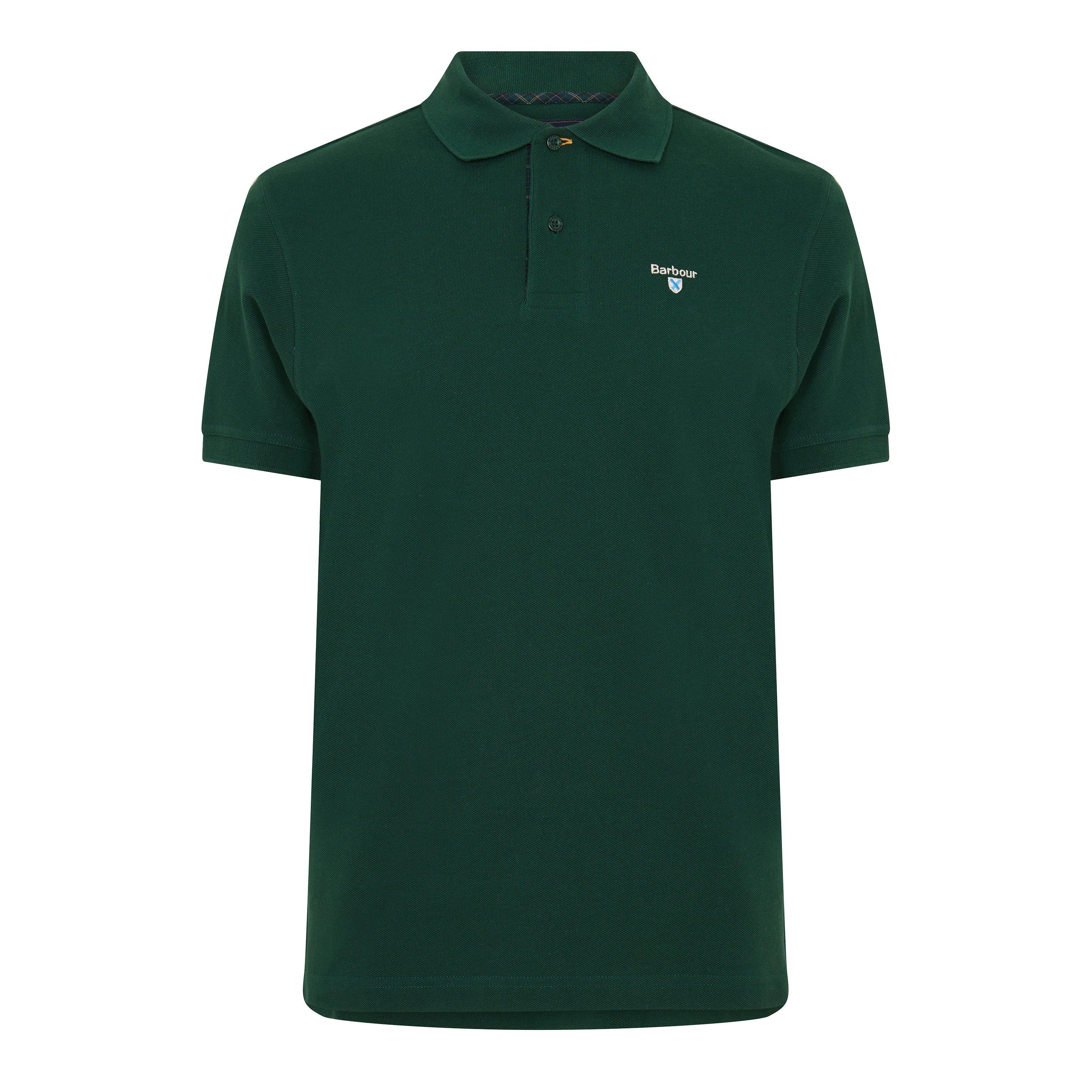 Barbour Men's Tartan Pique Polo Shirt - Seaweed Gn73 - 2XL