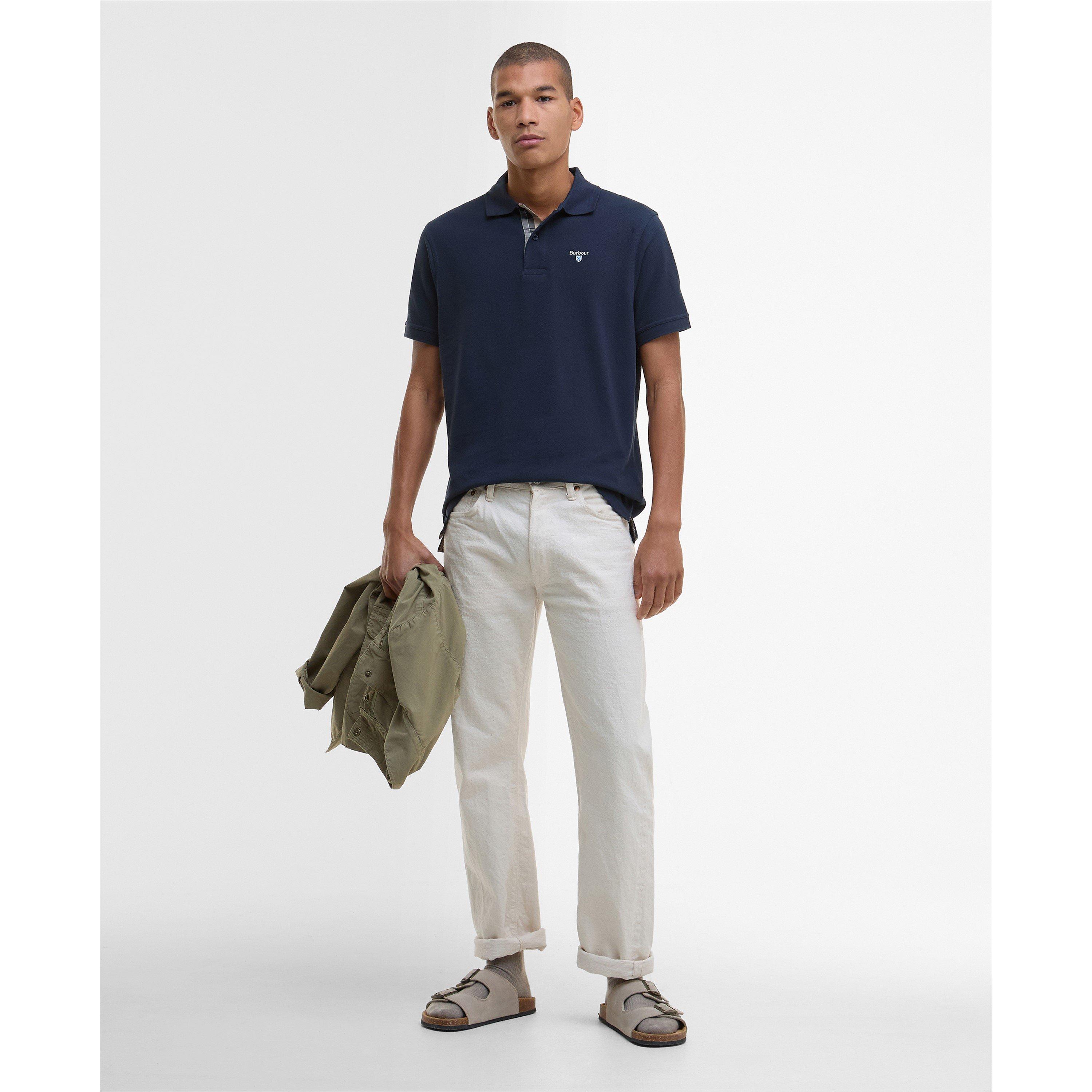 New Navy NY31 - Barbour - Men's Tartan Trim Cotton Short Sleeve Polo Shirt - 7