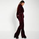Bourgogne - I Saw It First - ISAWITFIRST Textured Velvet Straight Leg Trousers - 2