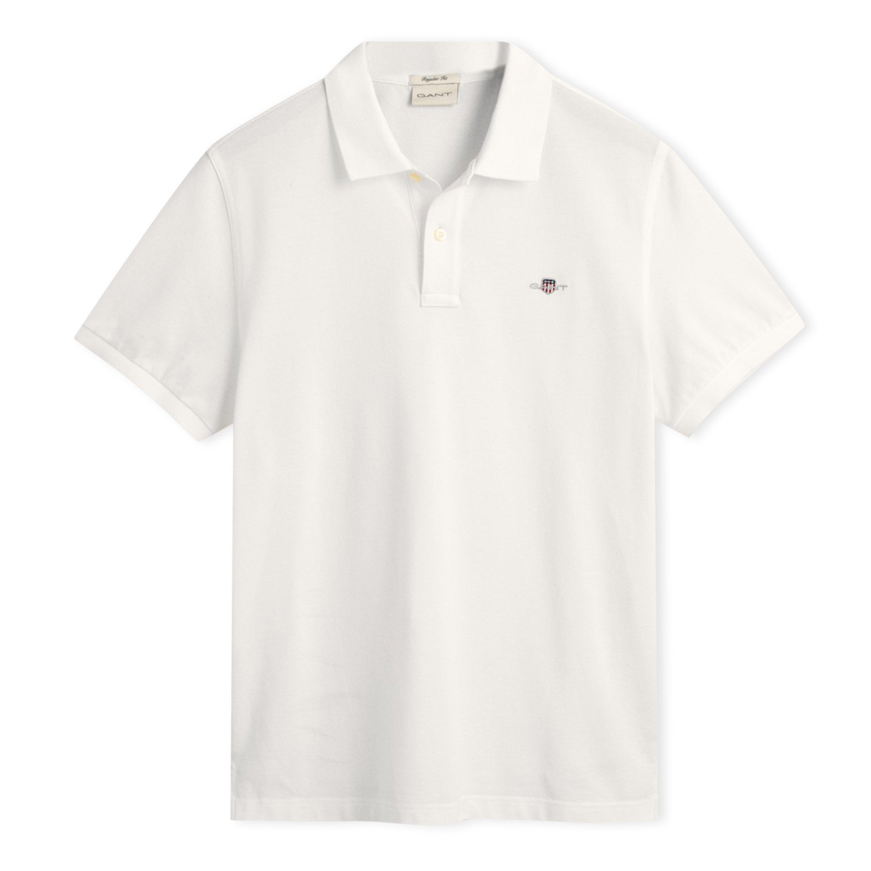 Gant Shield Pique Polo Shirt - White 110 - M