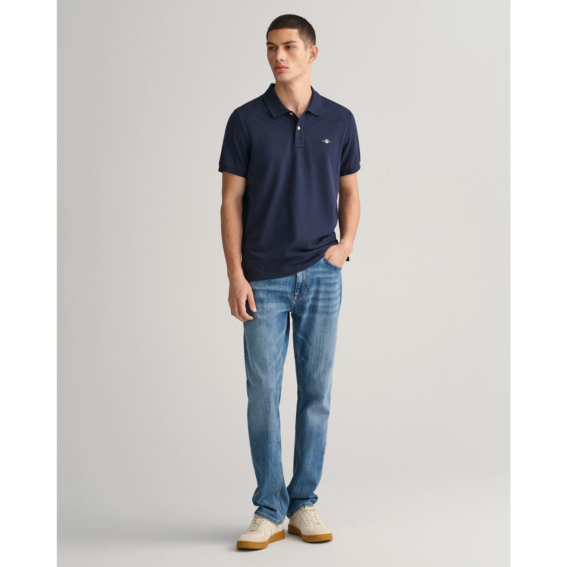 Navy 433 - Gant - Shield Pique Polo Shirt - 7