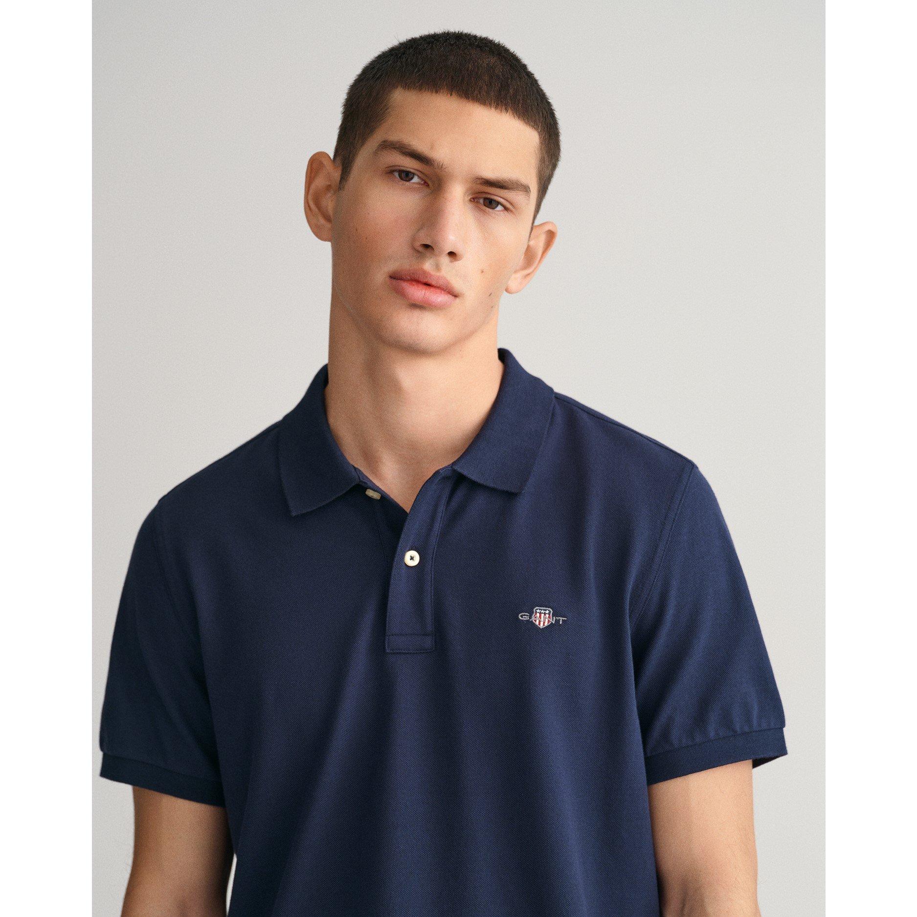 Navy 433 - Gant - Shield Pique Polo Shirt - 5