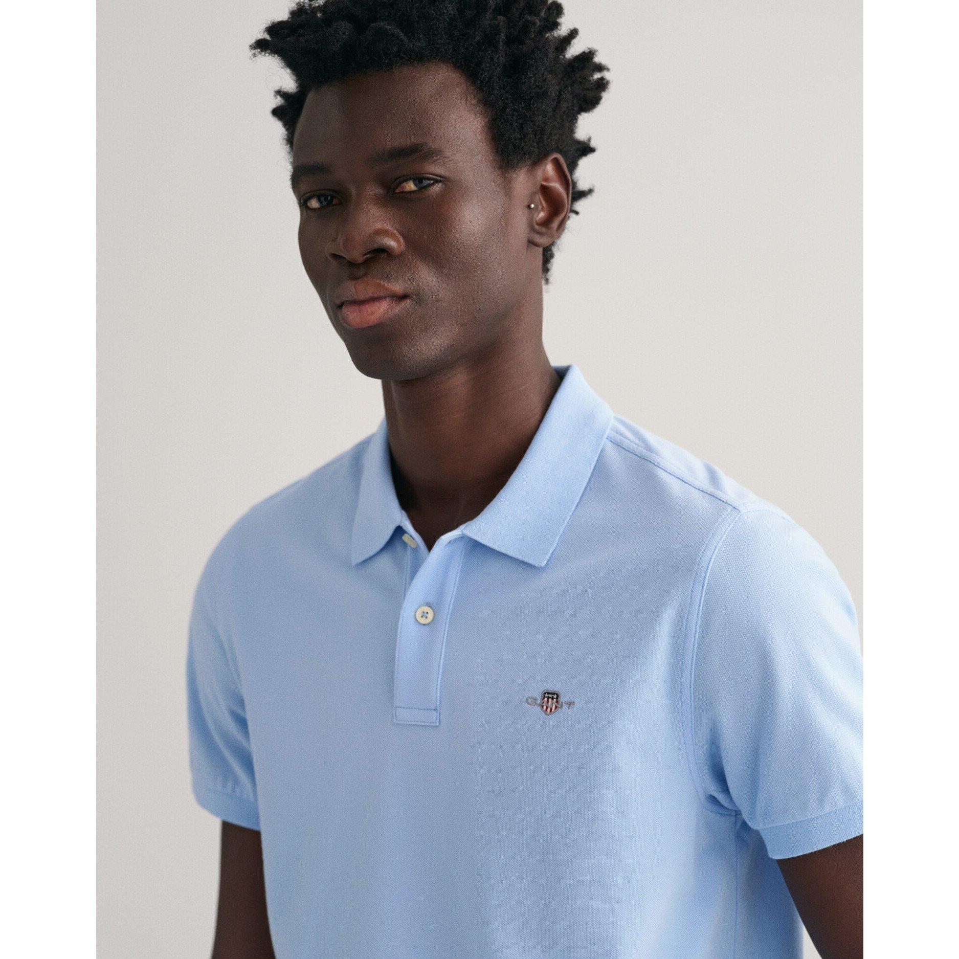 Pale Blue 468 - Gant - Shield Pique Polo Shirt - 5