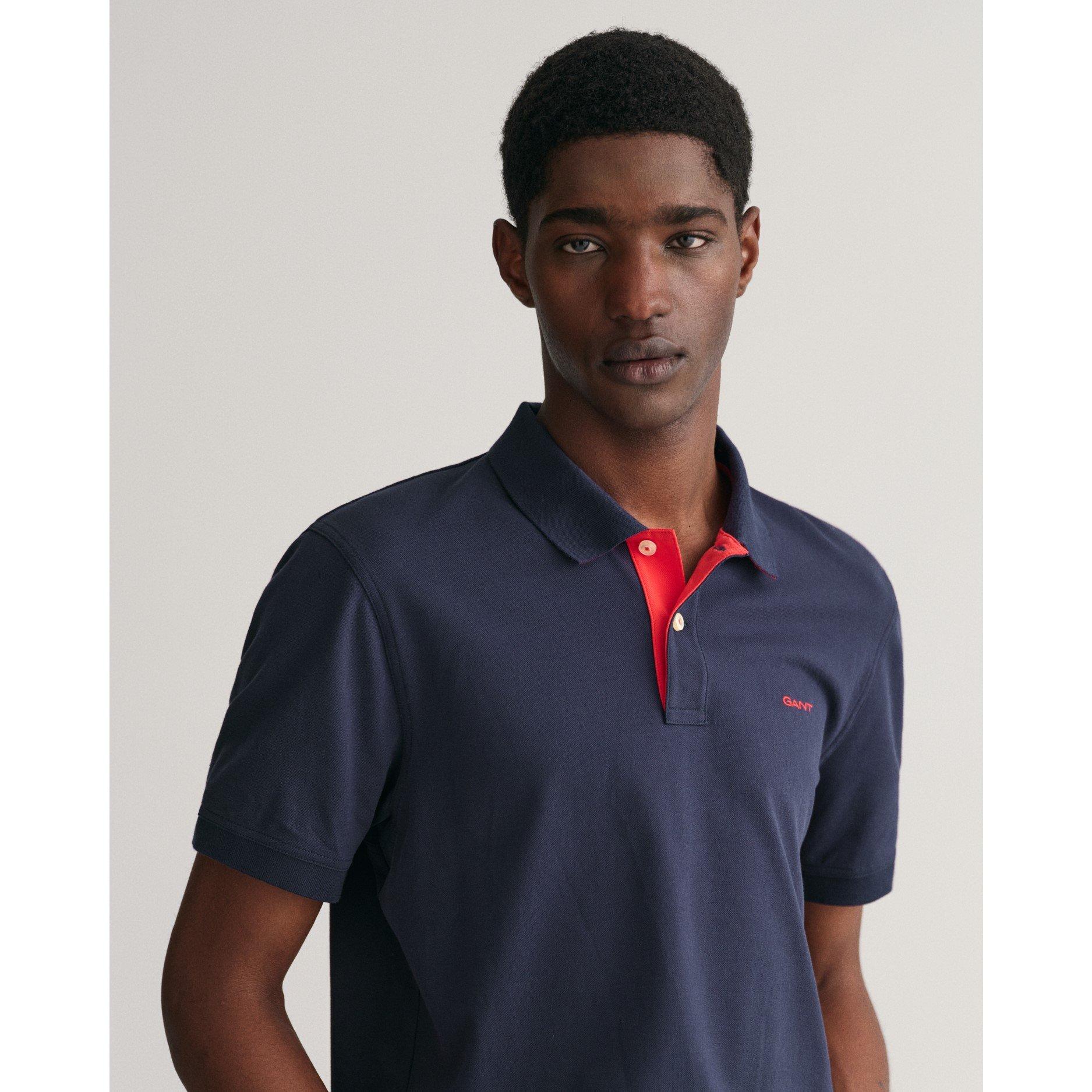 Blu 433 - Gant - Contrast Pique Polo Shirt - 5