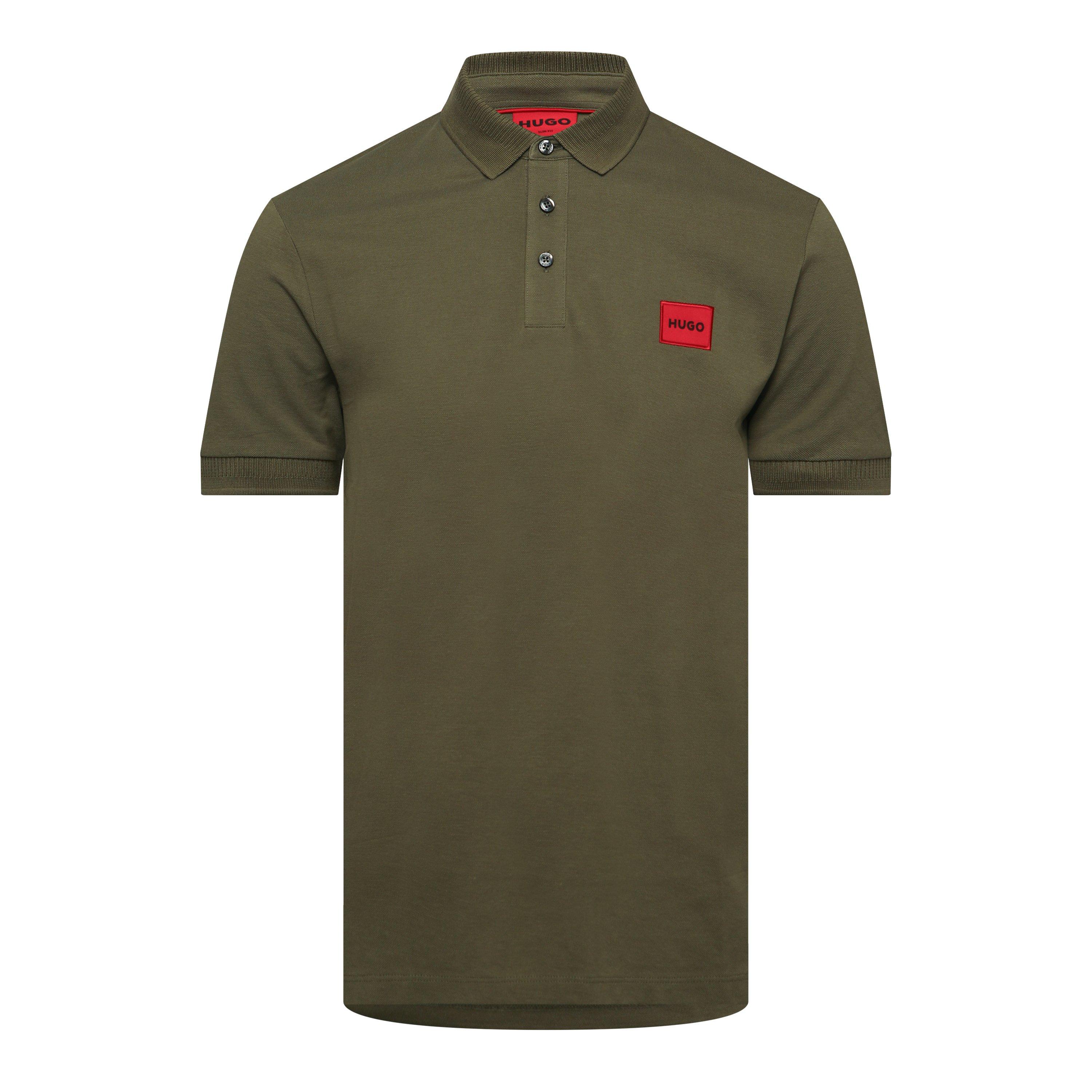 Hugo Mens HUGO Deruso Short Sleeve Polo Shirt with Logo Detail and Ribbed Collar - Premium Cotton - Open Green - XL