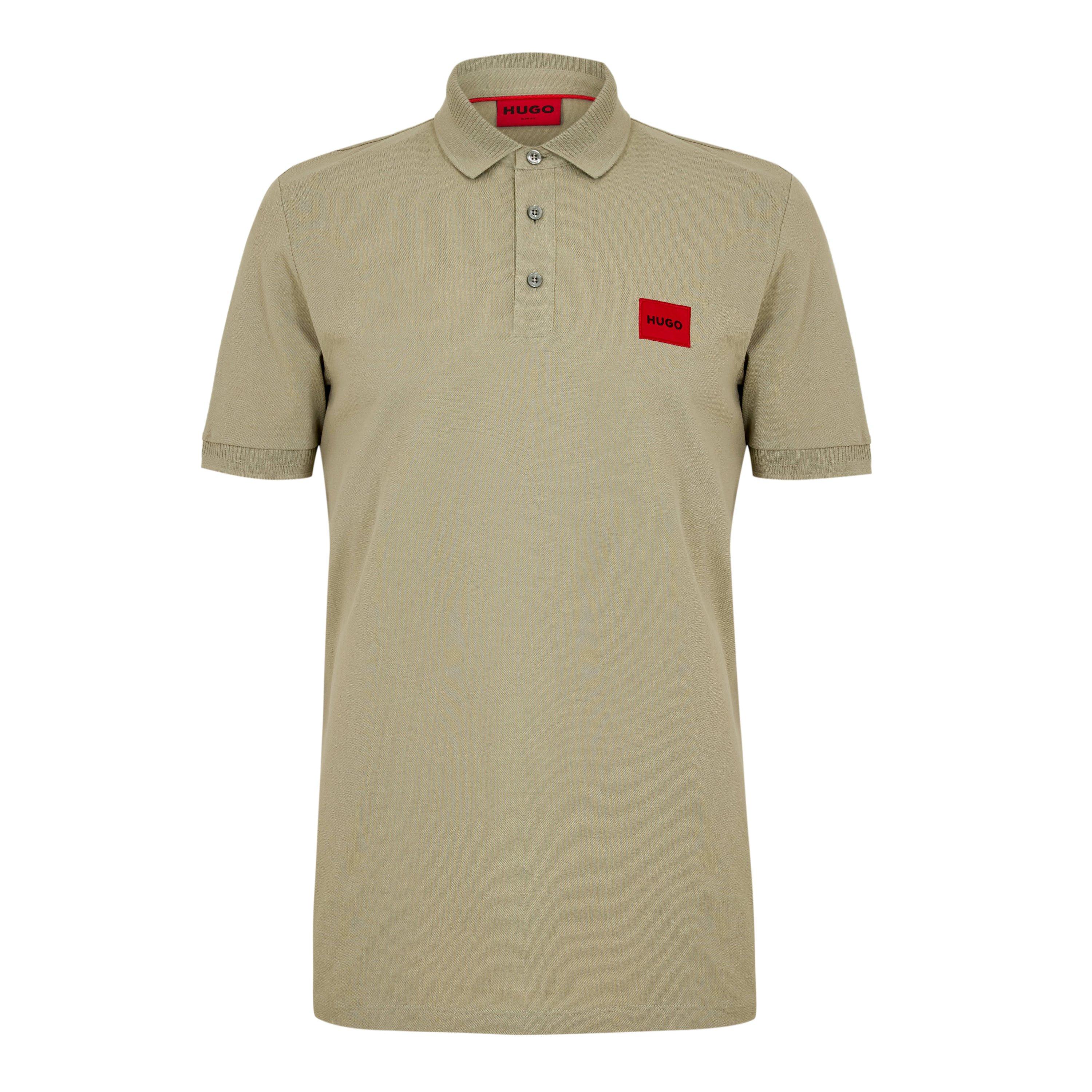 Hugo Mens HUGO Deruso Short Sleeve Polo Shirt with Logo Detail and Ribbed Collar - Premium Cotton - Green 337 - Size 2XL