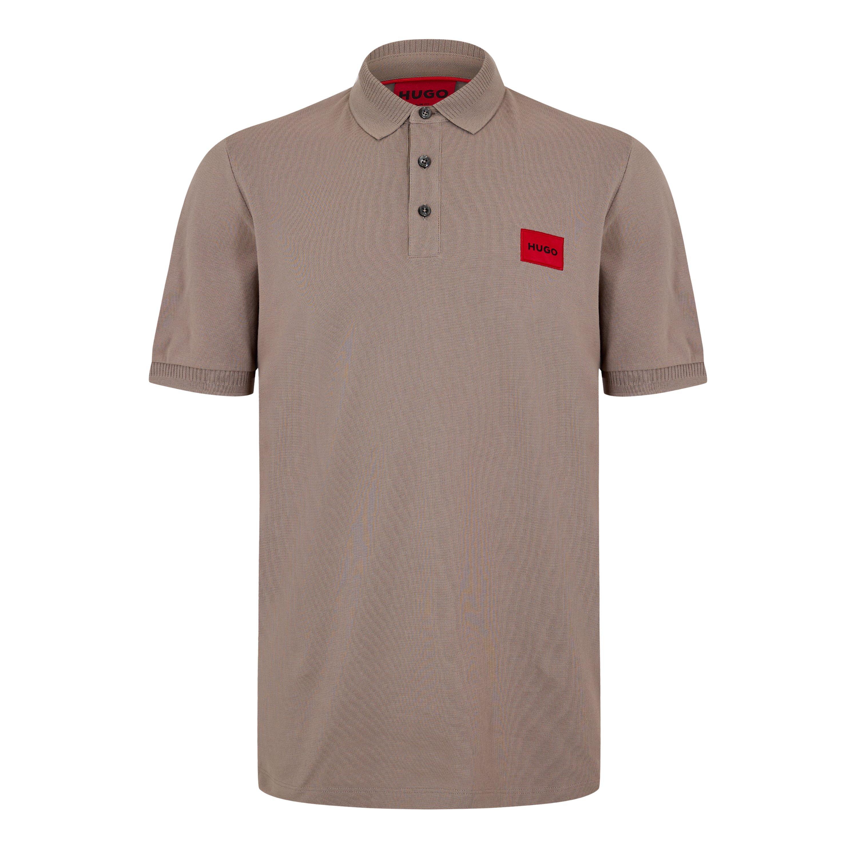Hugo Mens HUGO Deruso Short Sleeve Polo Shirt with Logo Detail and Ribbed Collar - Premium Cotton - Brown 237 - Size 2XL