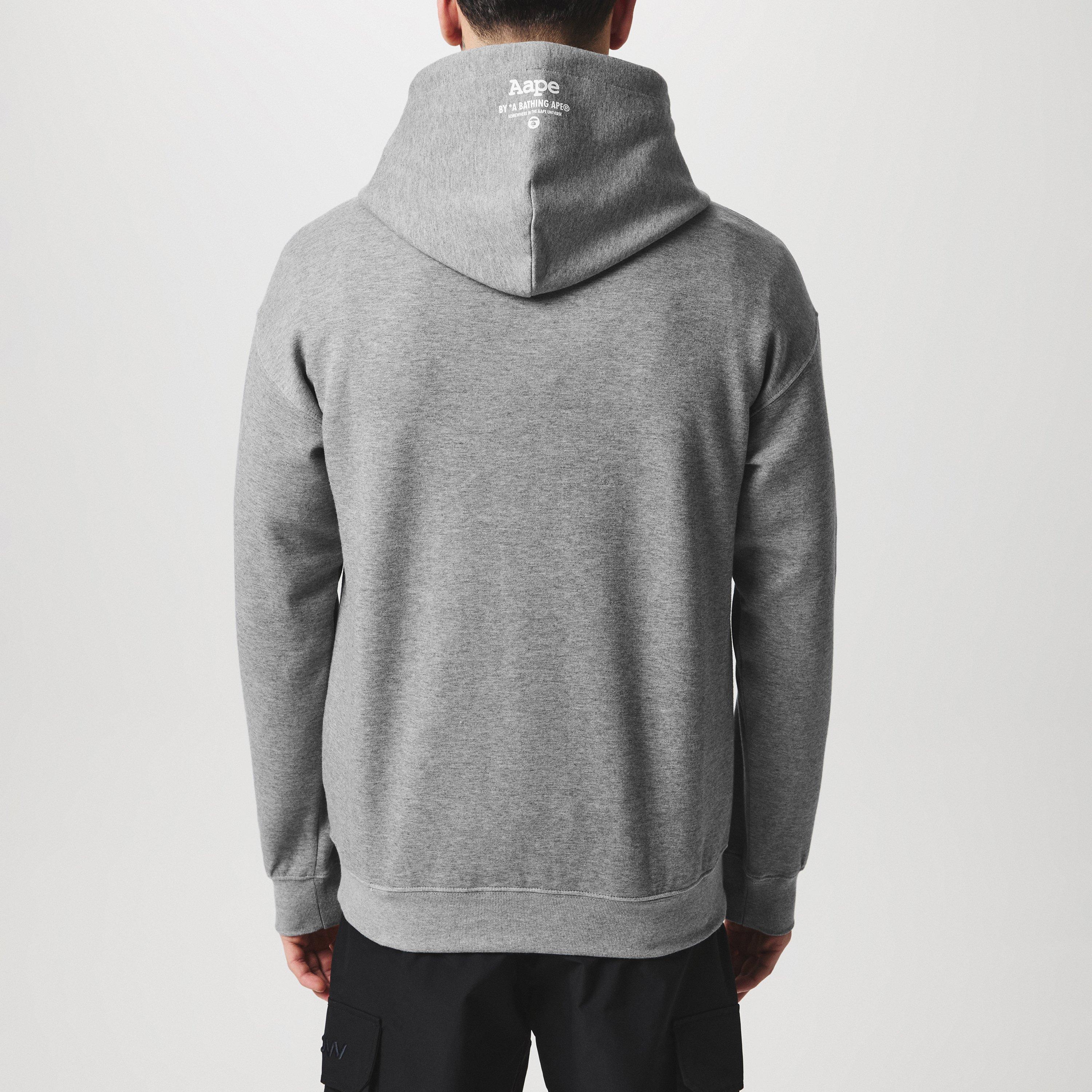 Grey - AAPE - Moonface Logo Hoodie - 3