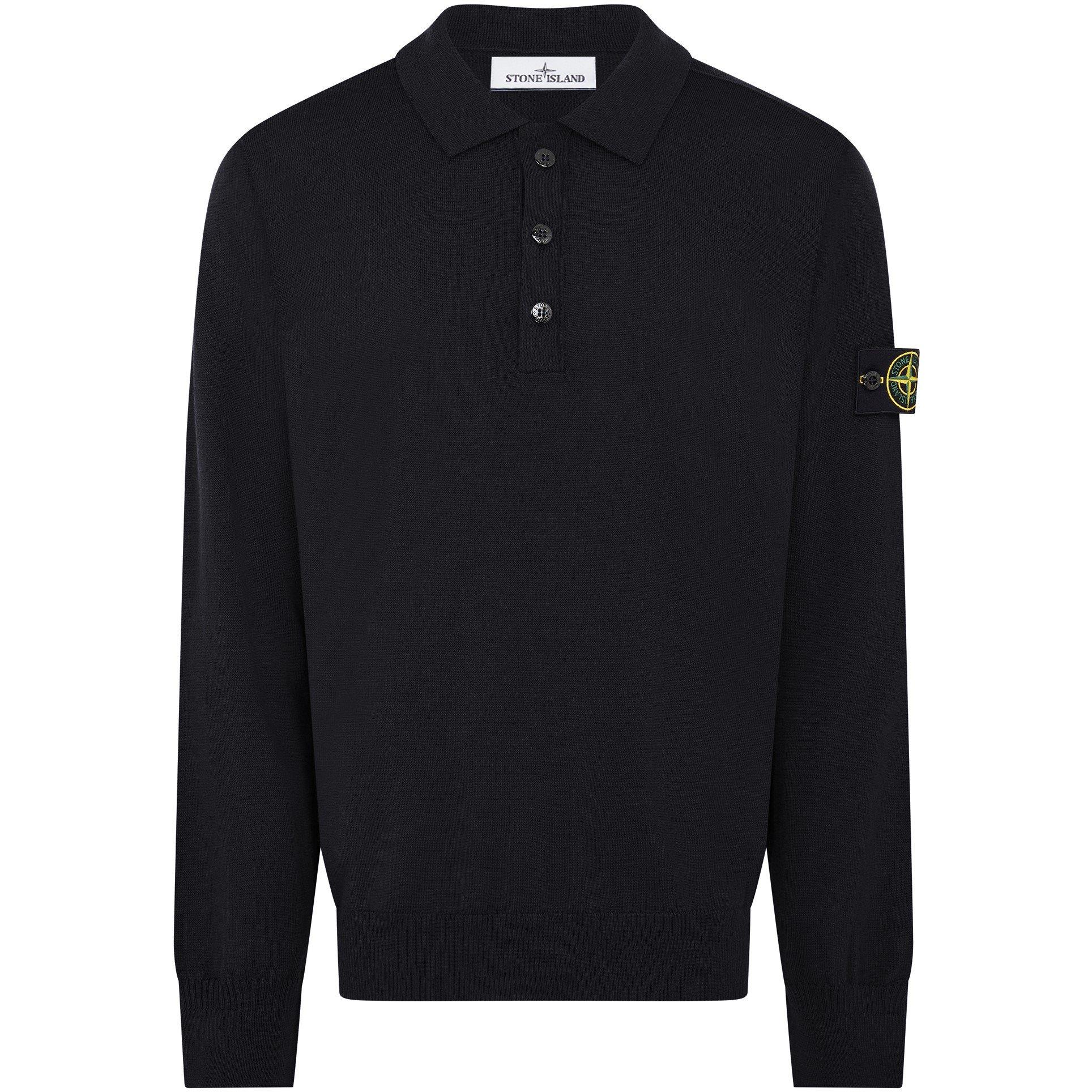 Nero V0029 - Stone Island - Button Wool Polo Shirt - 1