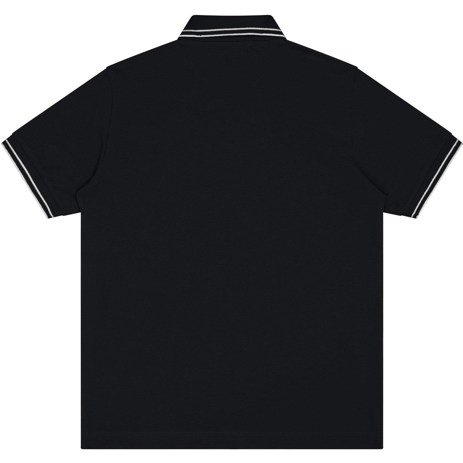 Navy V0020 - Stone Island - Boys' Logo Cotton Tipped Polo Shirt - 2