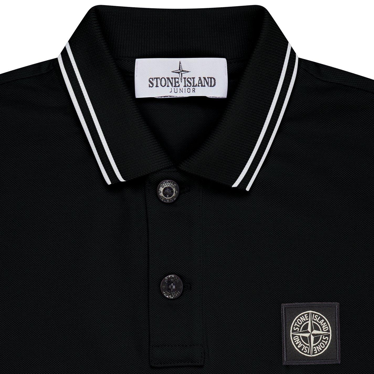 Black V0029 - Stone Island - Boys' Logo Cotton Tipped Polo Shirt - 5