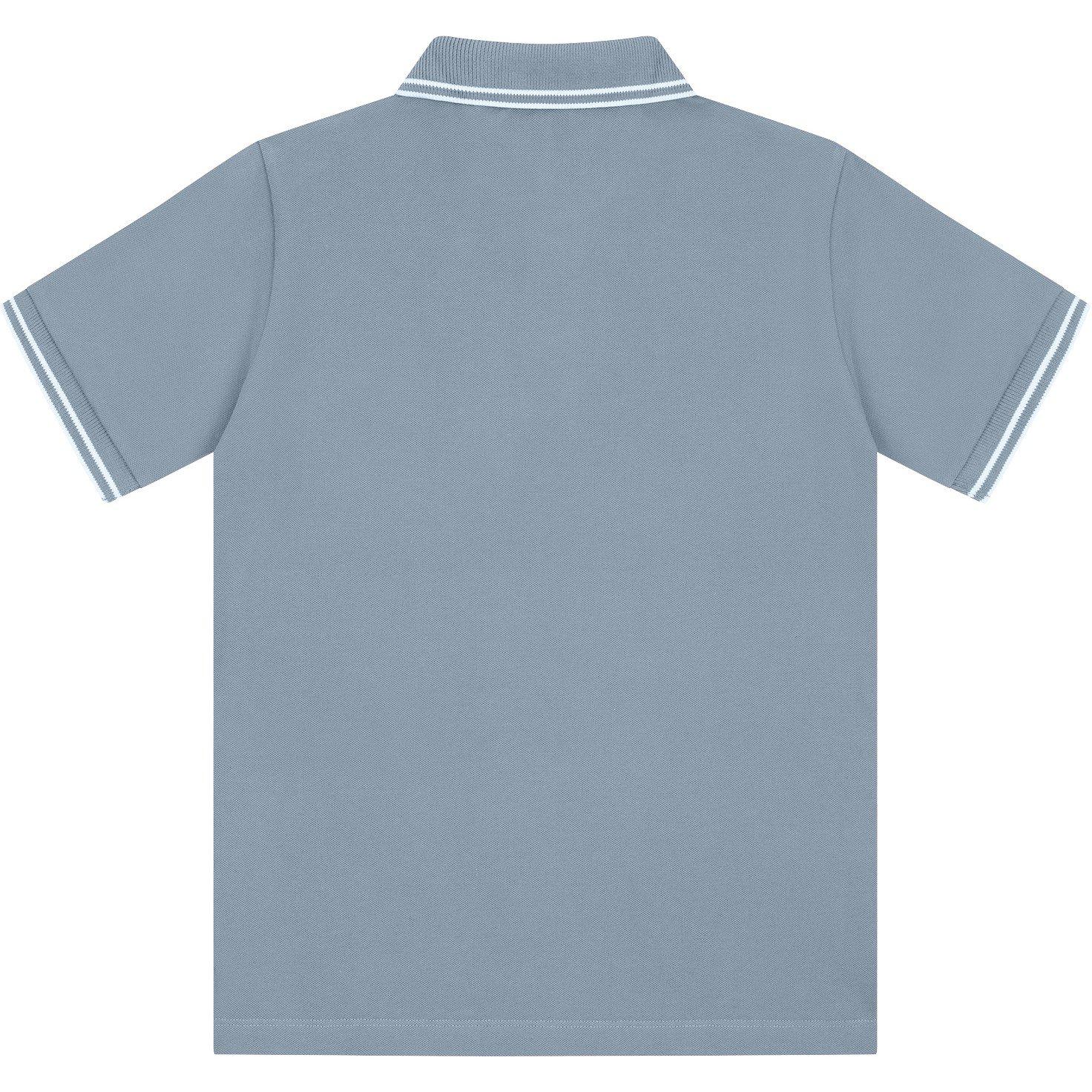 Azzuro V0040 - Stone Island - Boys' Logo Cotton Tipped Polo Shirt - 2