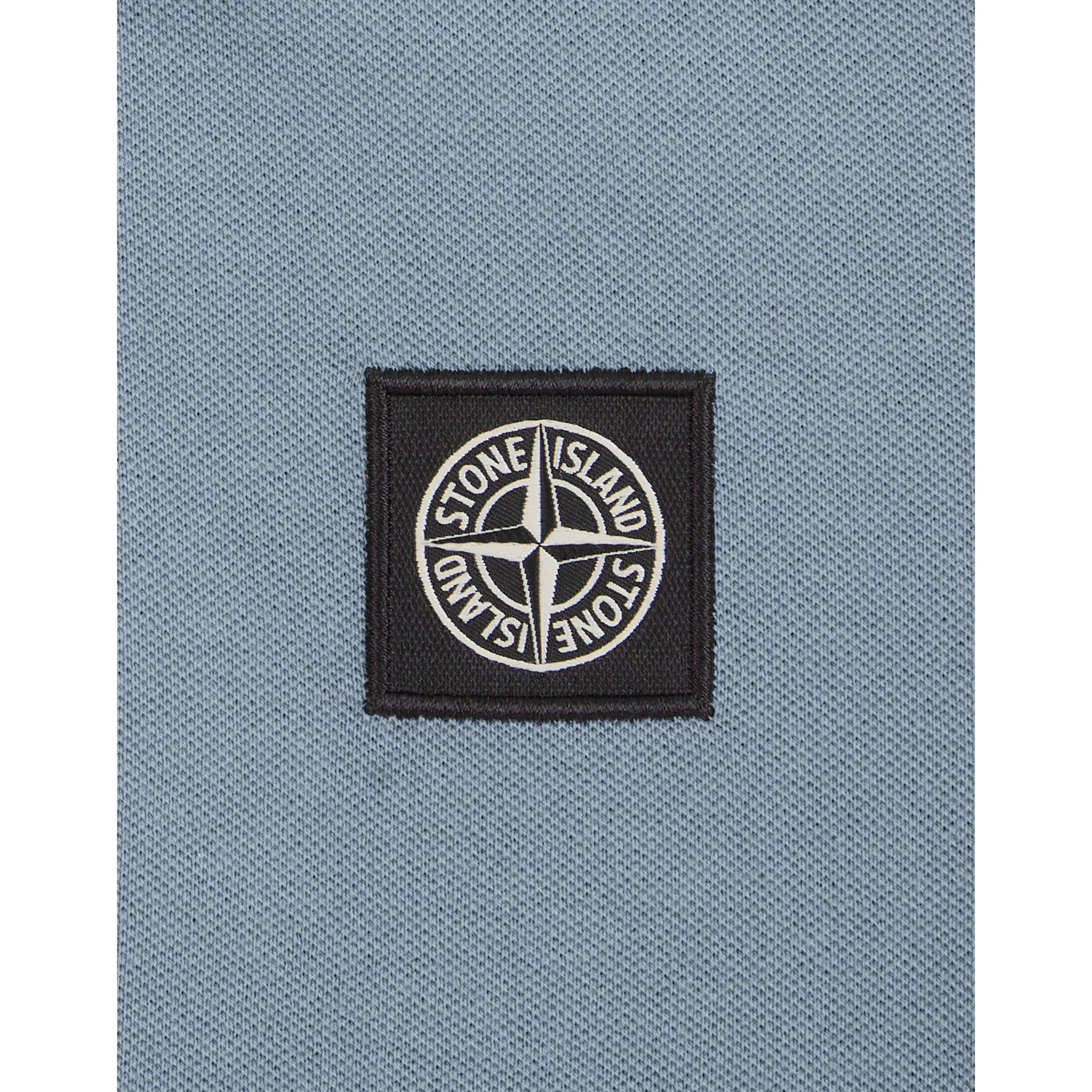 Azzuro V0040 - Stone Island - Boys' Logo Cotton Tipped Polo Shirt - 4