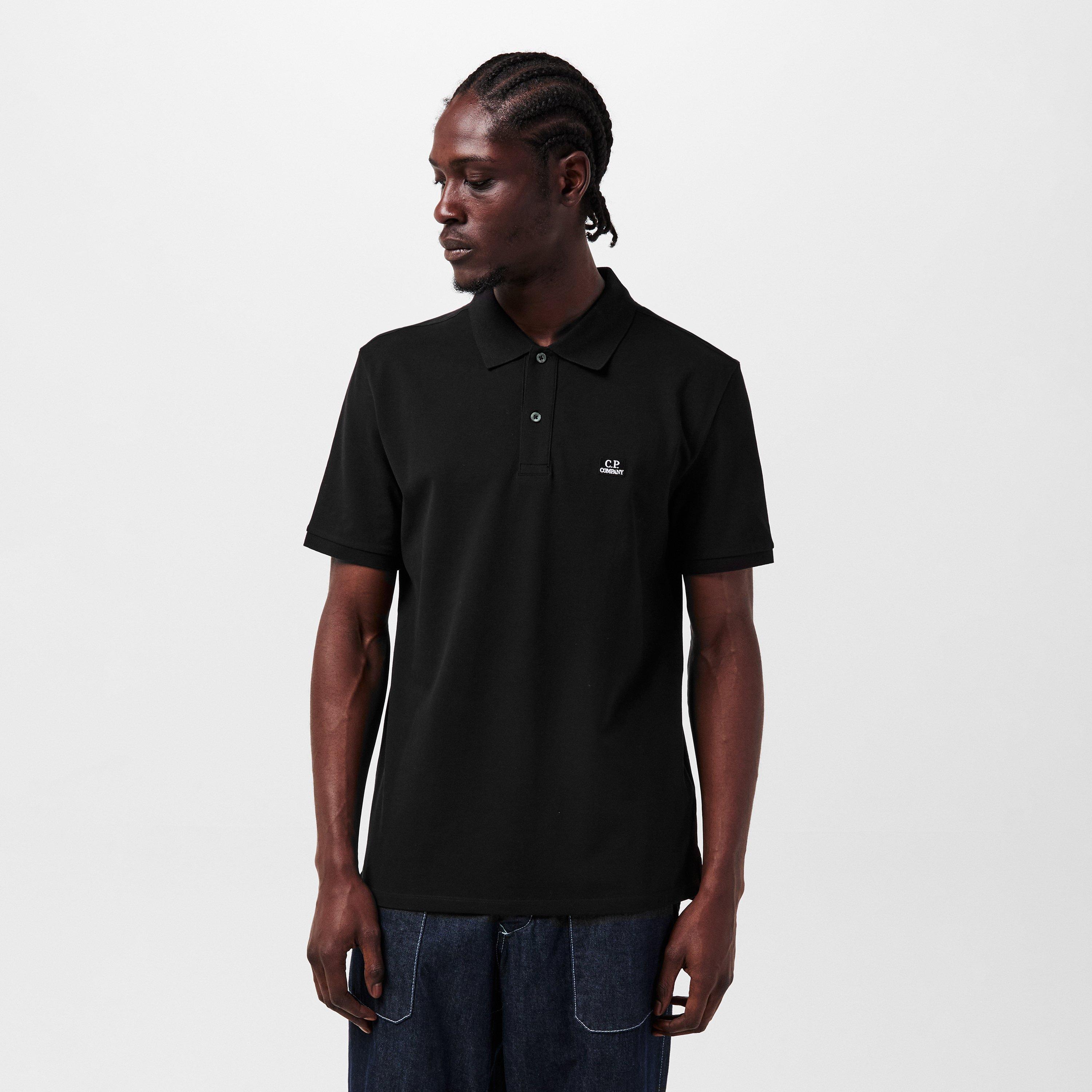Black 999 - CP Company - Men's Logo Pique Short-Sleeve Polo Shirt - 3