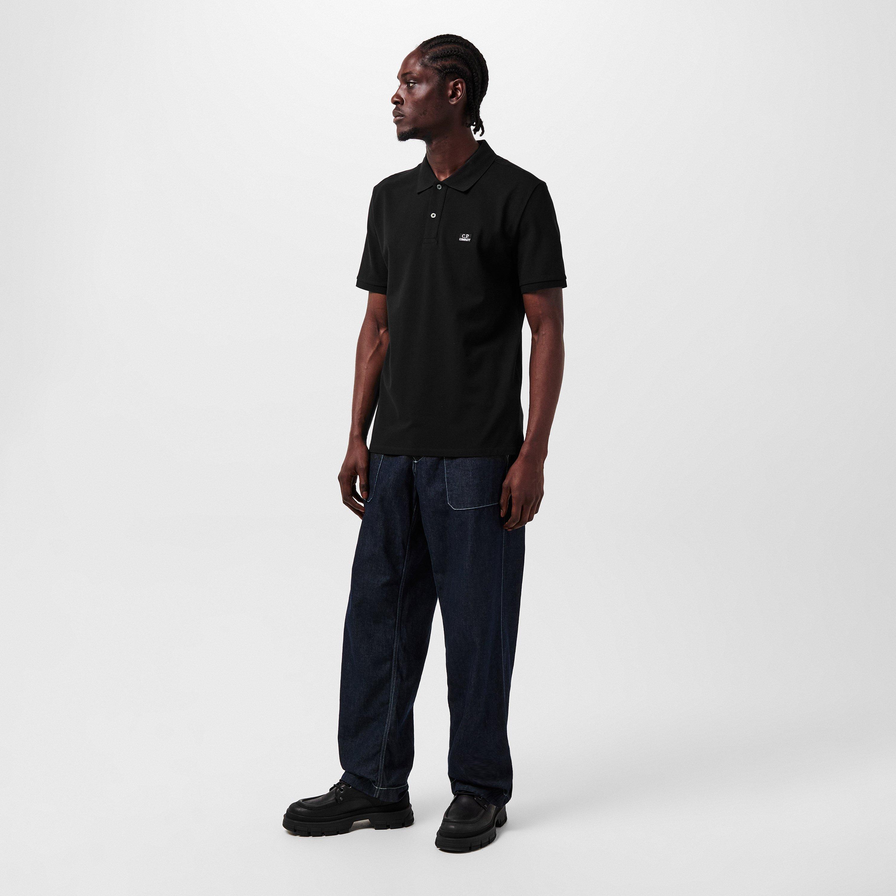 Black 999 - CP Company - Men's Logo Pique Short-Sleeve Polo Shirt - 6