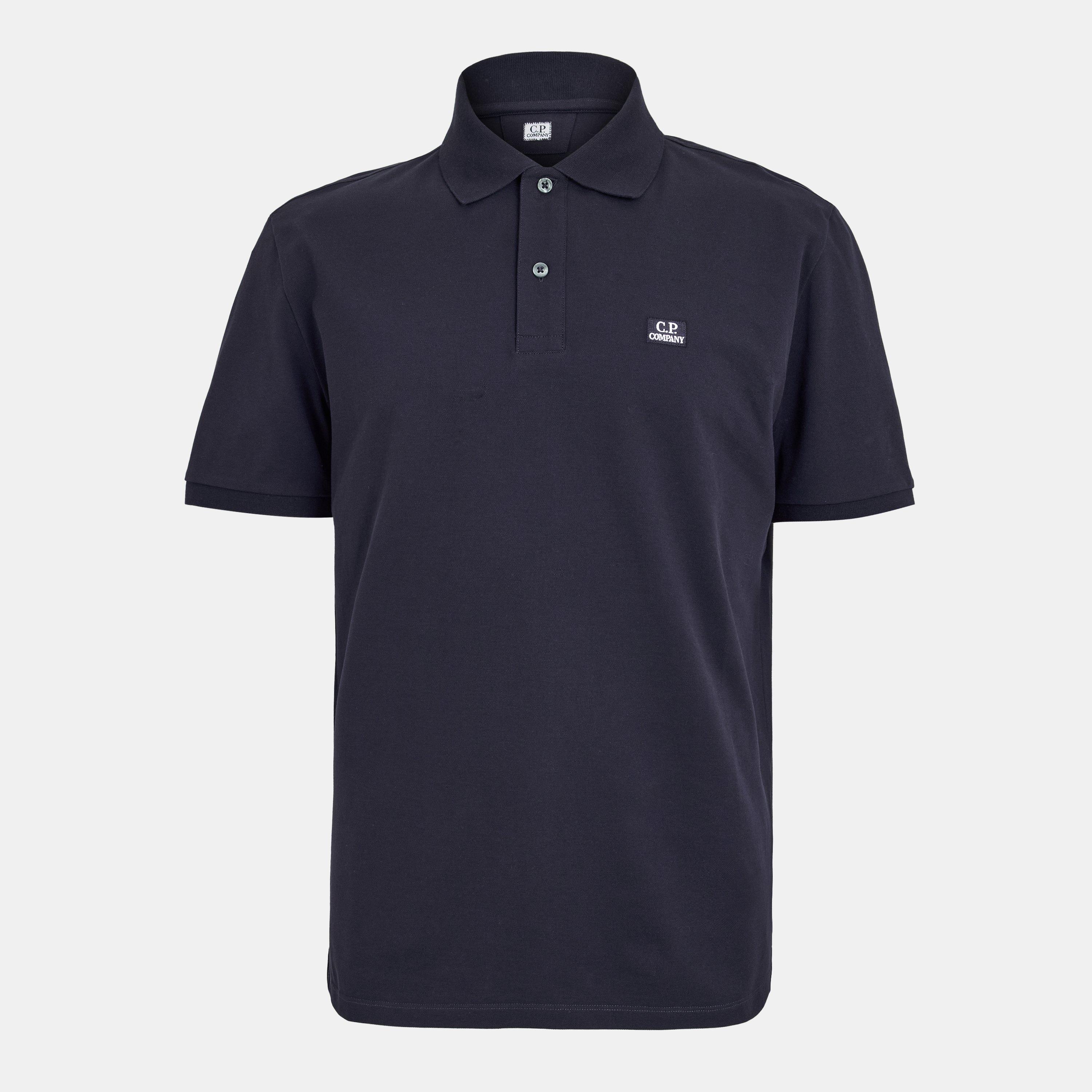 Cp Company Men's Logo Pique Short-Sleeve Polo Shirt - Ttl Eclipse 888 - L (50)