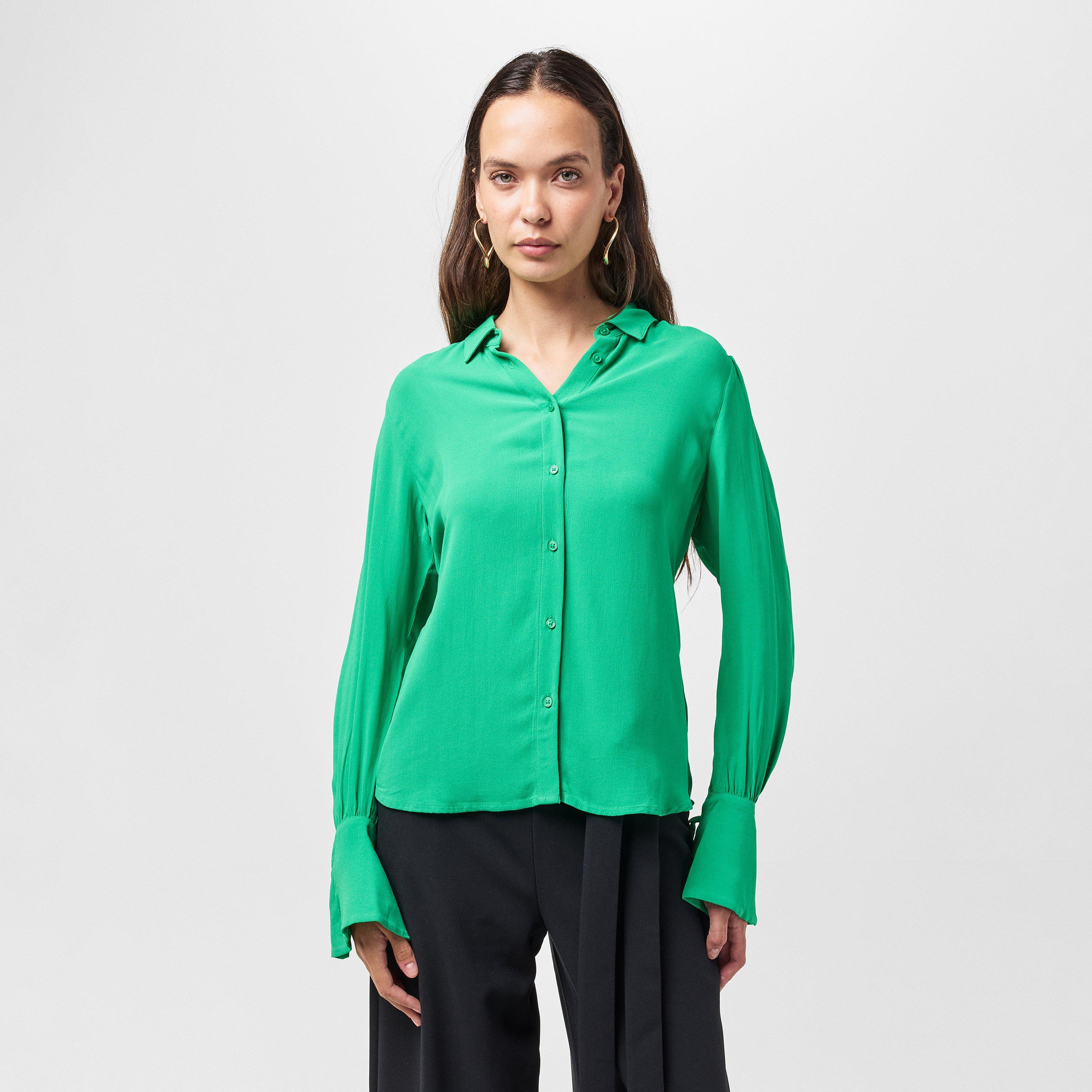 31-Jelly Bean - French Connection - Women's Cecile Crepe Long-Sleeve Blouse - 3