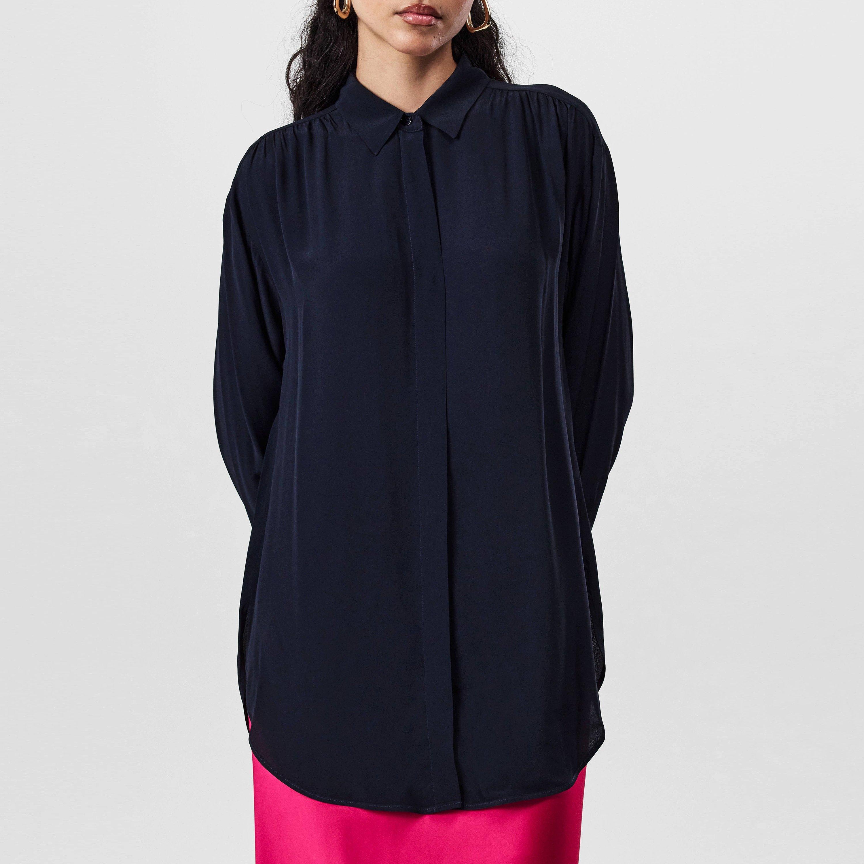 Boss Women's Benika Relaxed Fit Blouse - Dark Blue - 8 (S)
