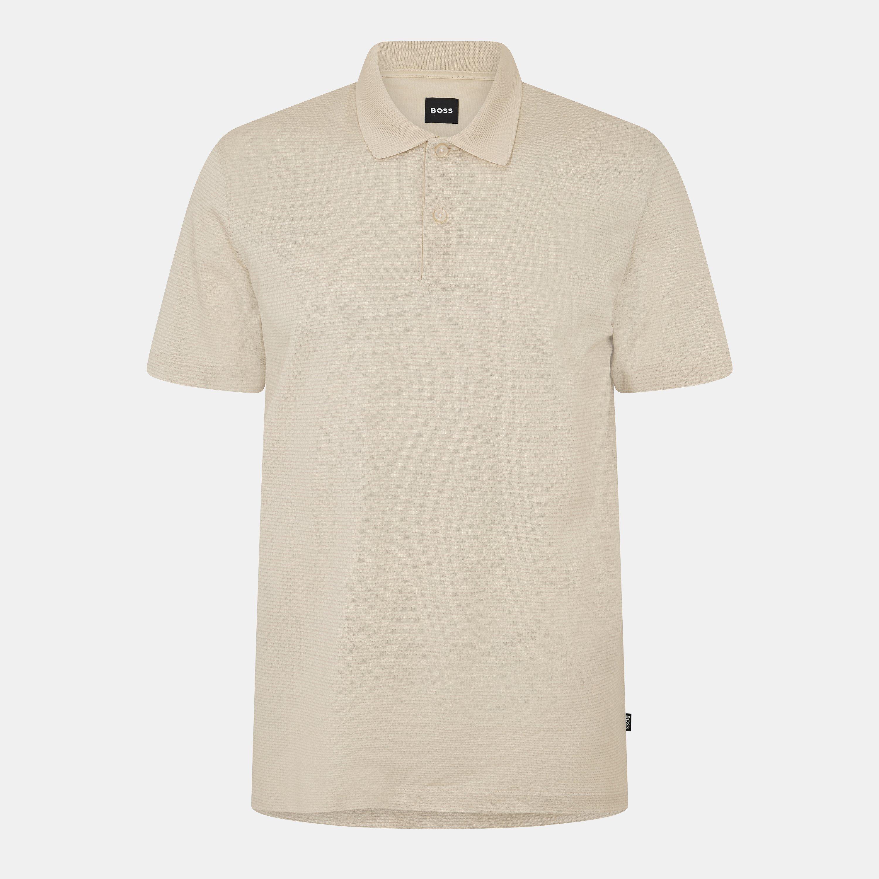 Boss Mens BOSS Short Sleeve Polo Shirt with Ribbed Collar (C Parlay) - Open White - M