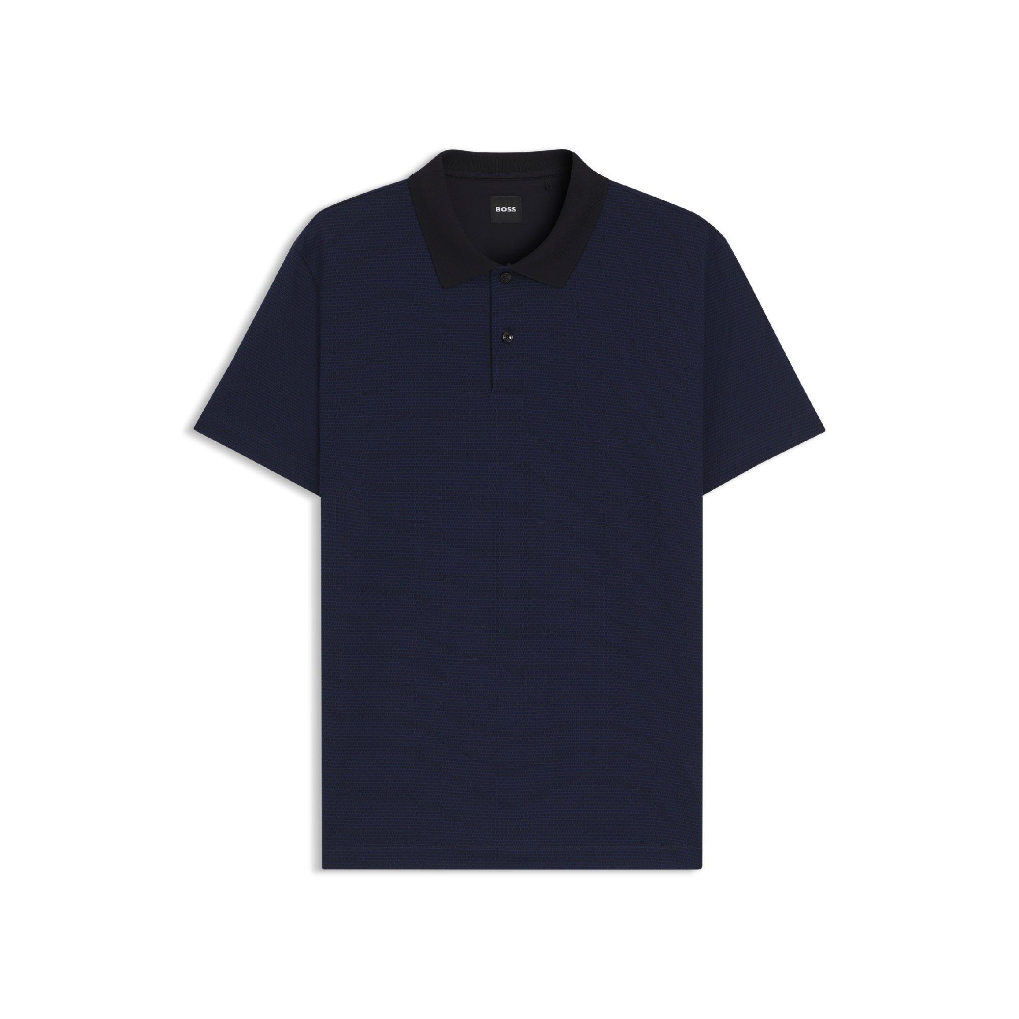 Dark Blue - Boss - Mens BOSS Short Sleeve Polo Shirt with Ribbed Collar (C Parlay) - 1
