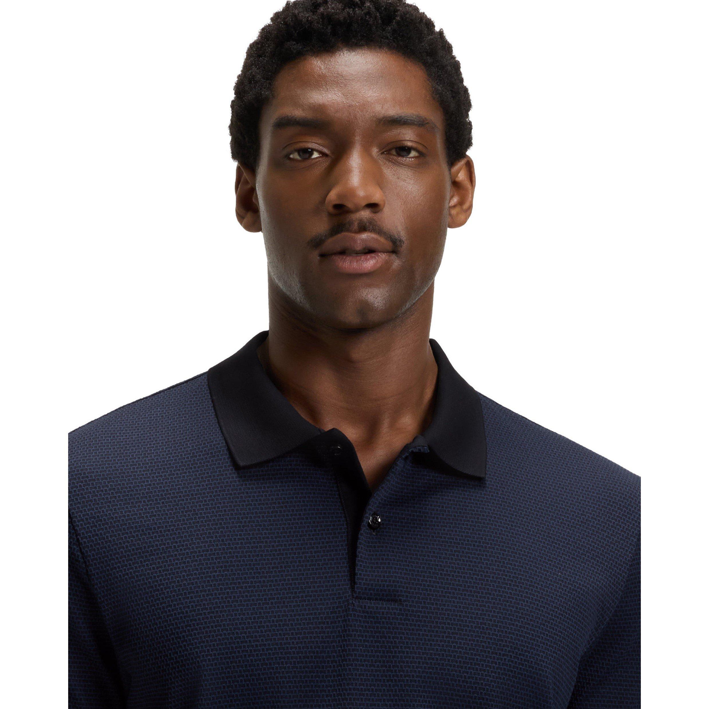 Dark Blue - Boss - Mens BOSS Short Sleeve Polo Shirt with Ribbed Collar (C Parlay) - 4