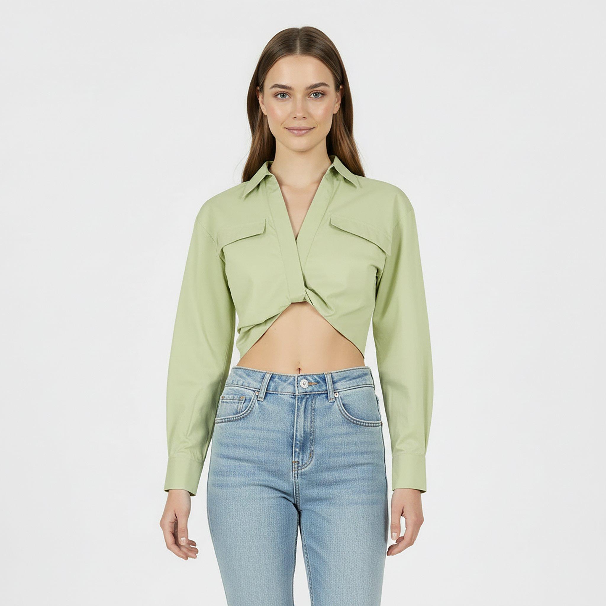Jolly Green - Jack Wills - Draped Cropped Blouse - 3