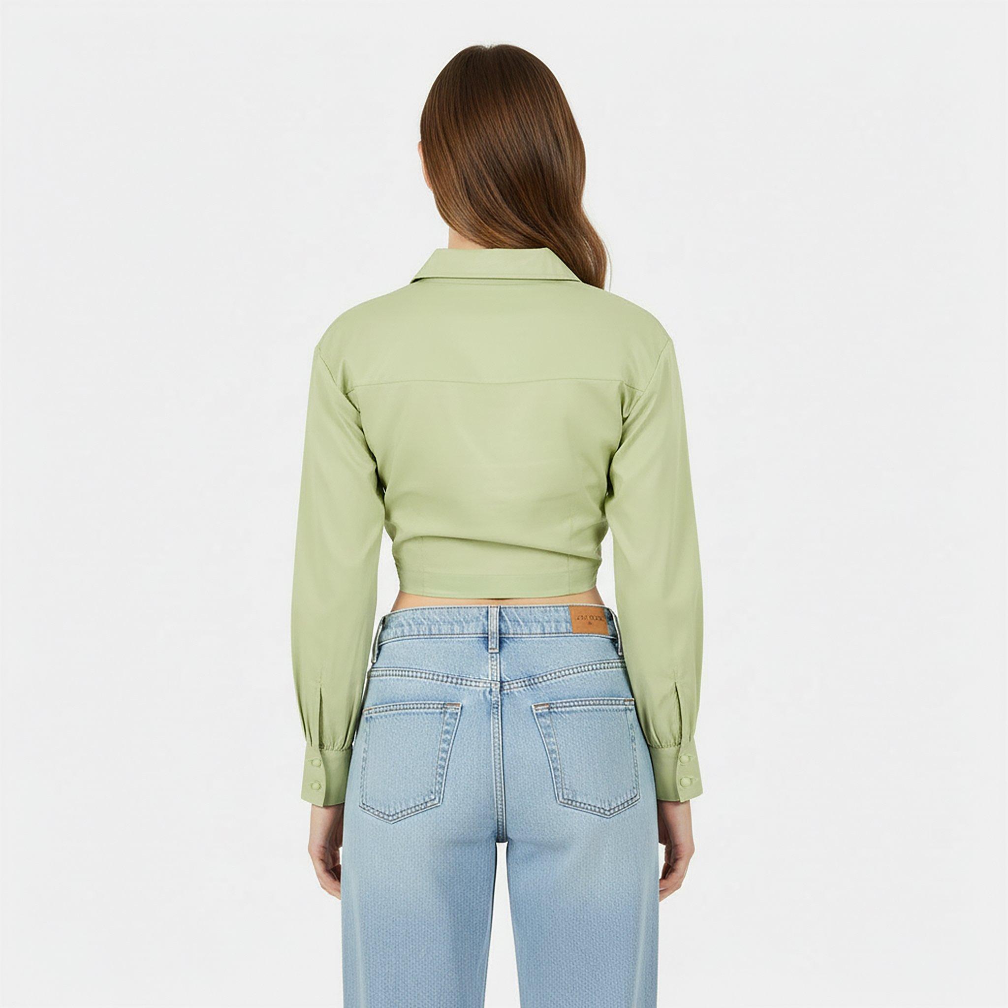 Jolly Green - Jack Wills - Draped Cropped Blouse - 4