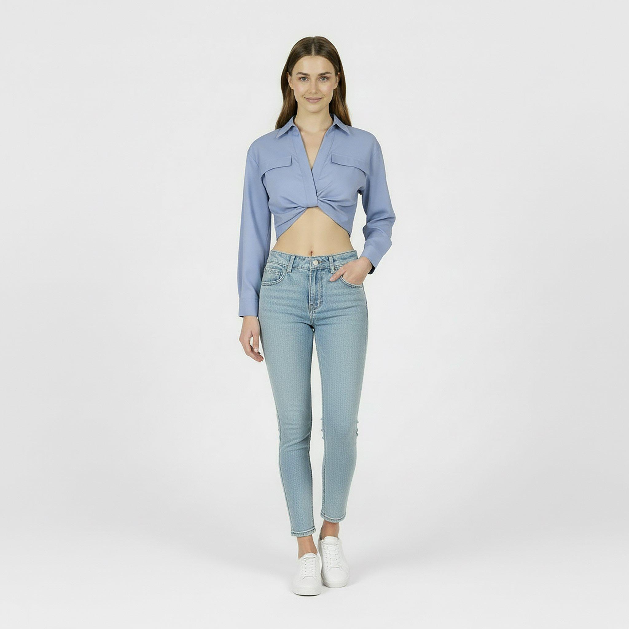Weiches Blau - Jack Wills - Draped Cropped Blouse - 5