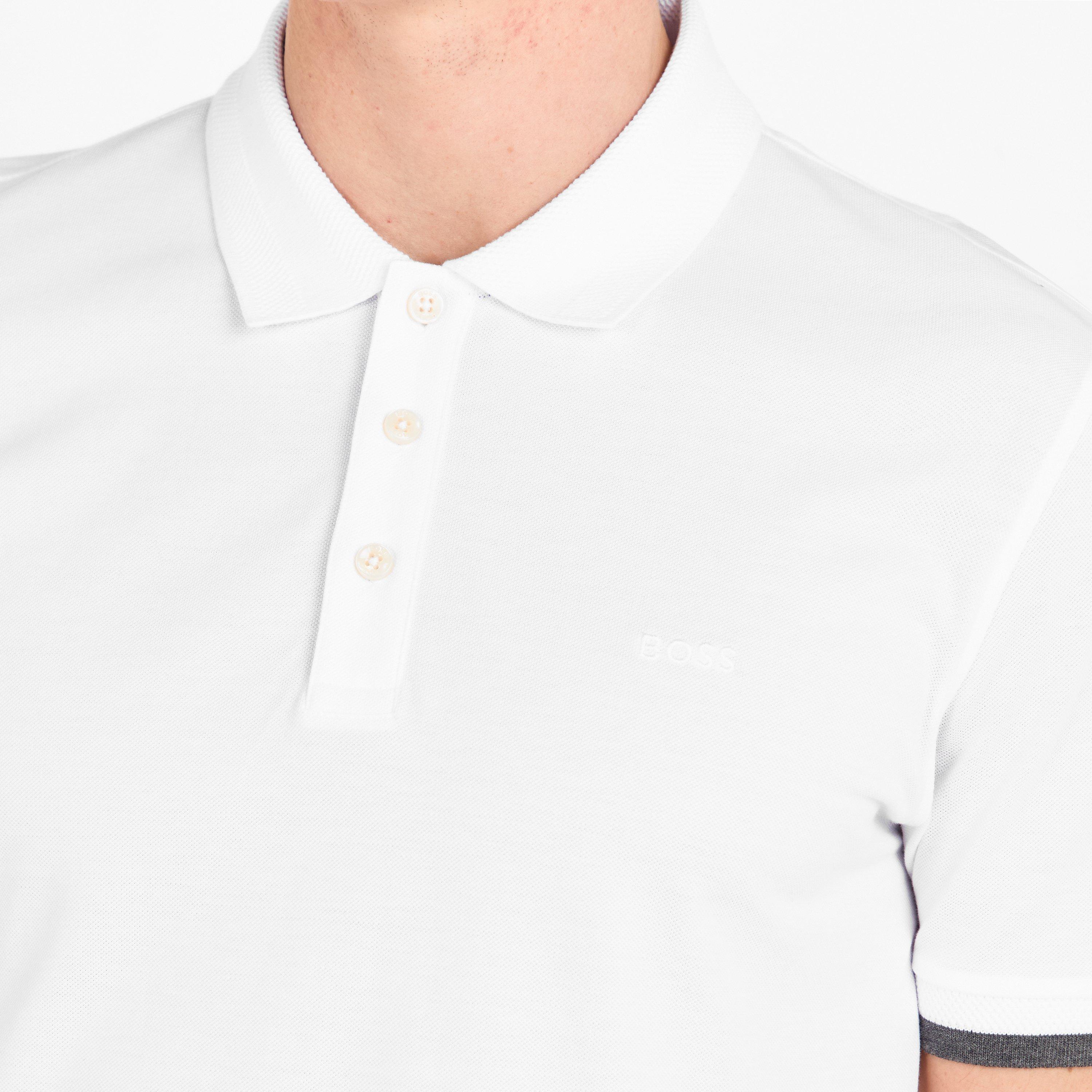 White - Boss - Mens BOSS Short Sleeve Polo Shirt (Phillipson) - 5