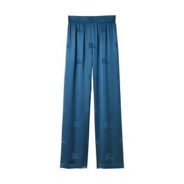 Burberry Logo Jacquard Wide Leg Satin Trousers