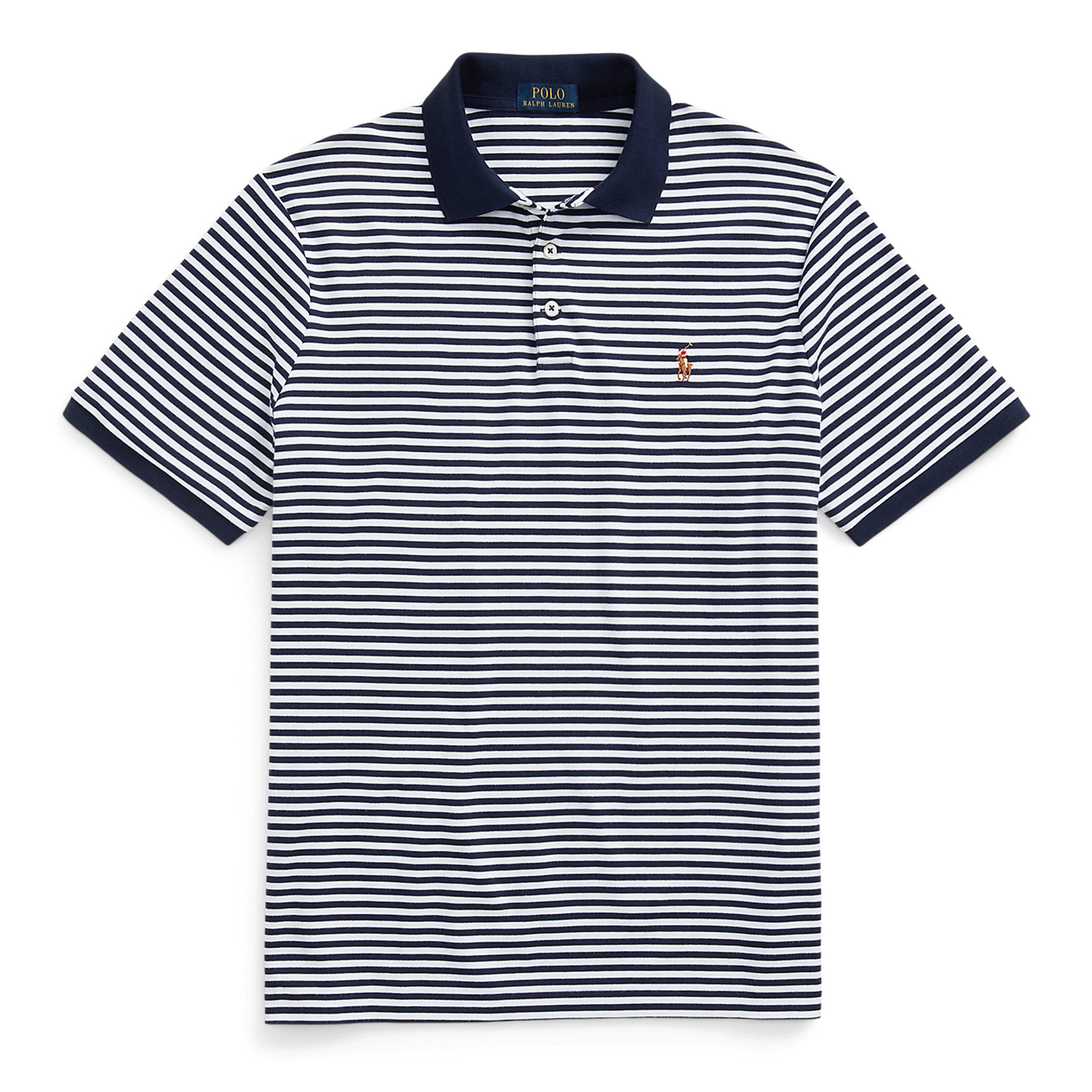 Navy/White - Polo Ralph Lauren - Striped Pima Polo Shirt - 1