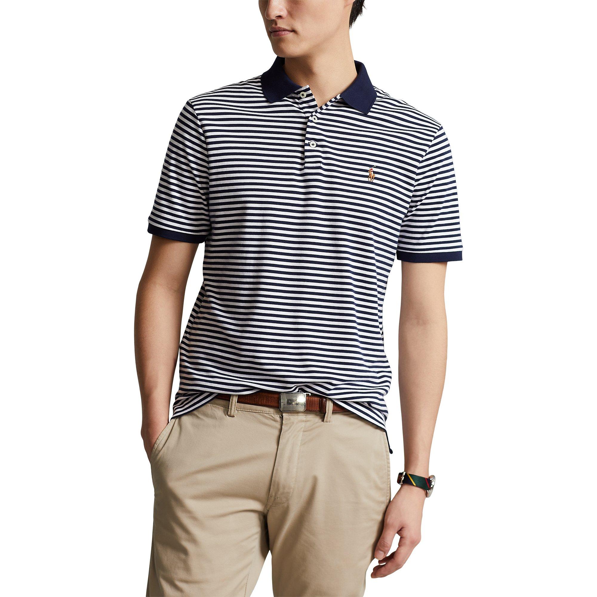Navy/White - Polo Ralph Lauren - Striped Pima Polo Shirt - 2