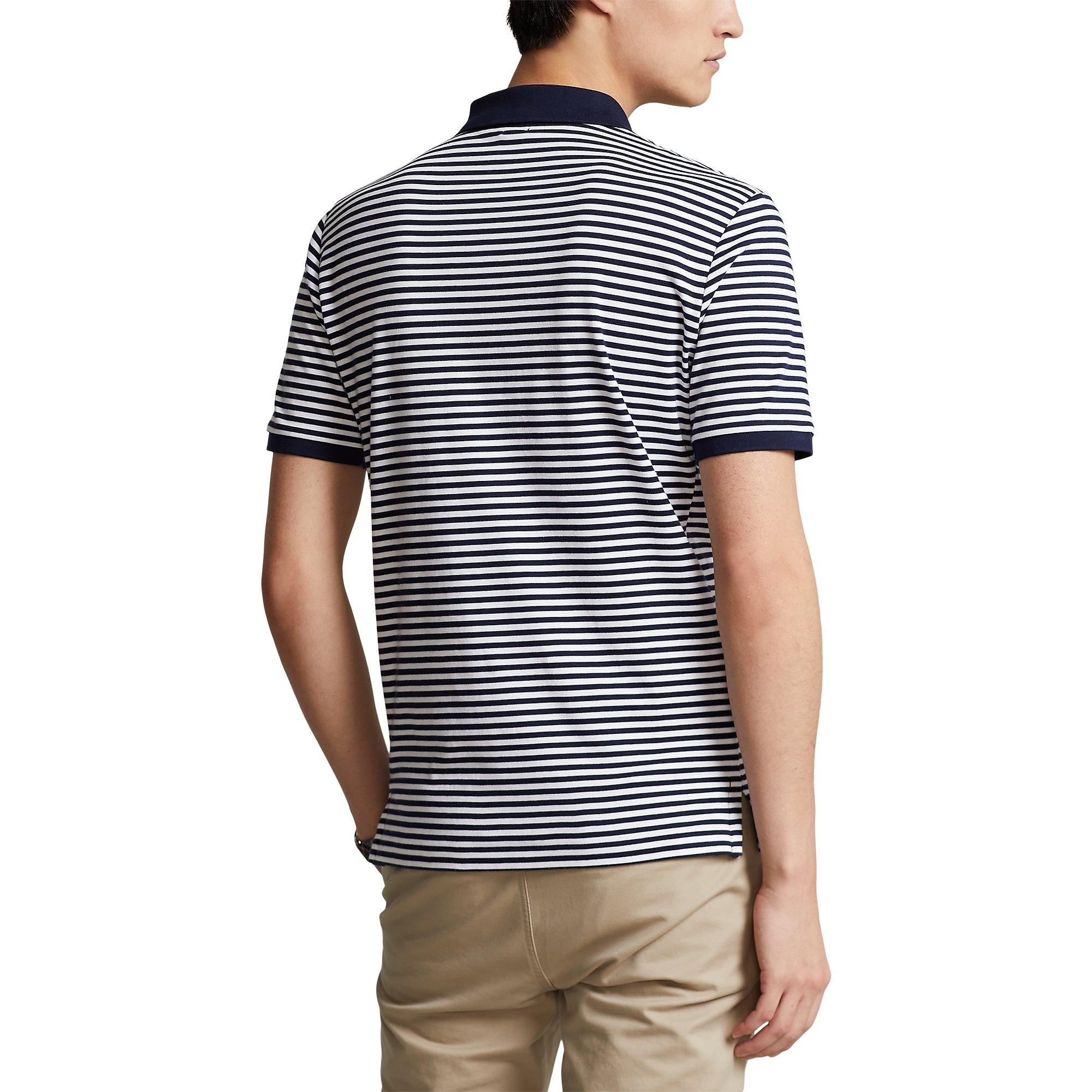 Navy/White - Polo Ralph Lauren - Striped Pima Polo Shirt - 3