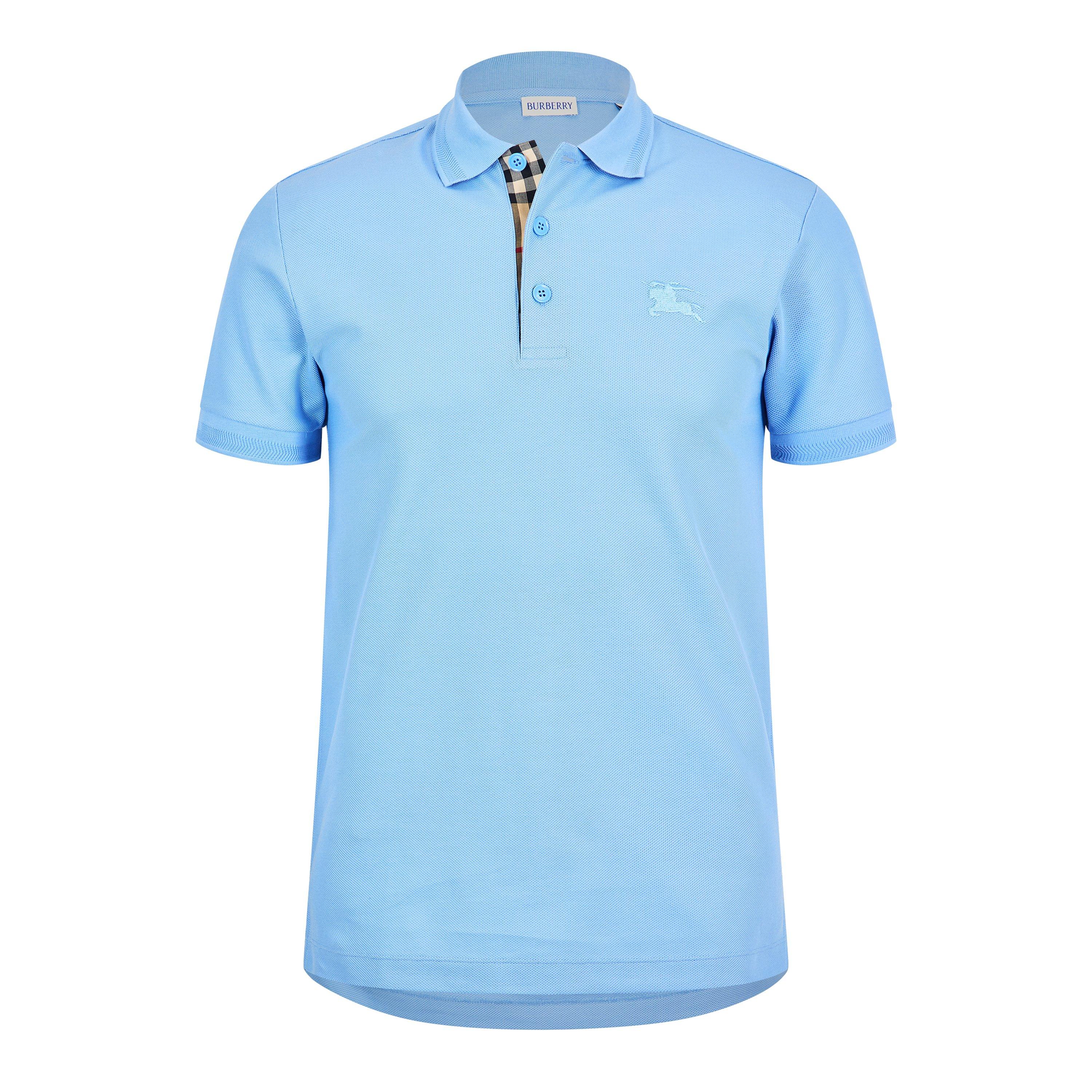 Burberry Men's Short Sleeve Polo Shirt - Cornflower Blue - M