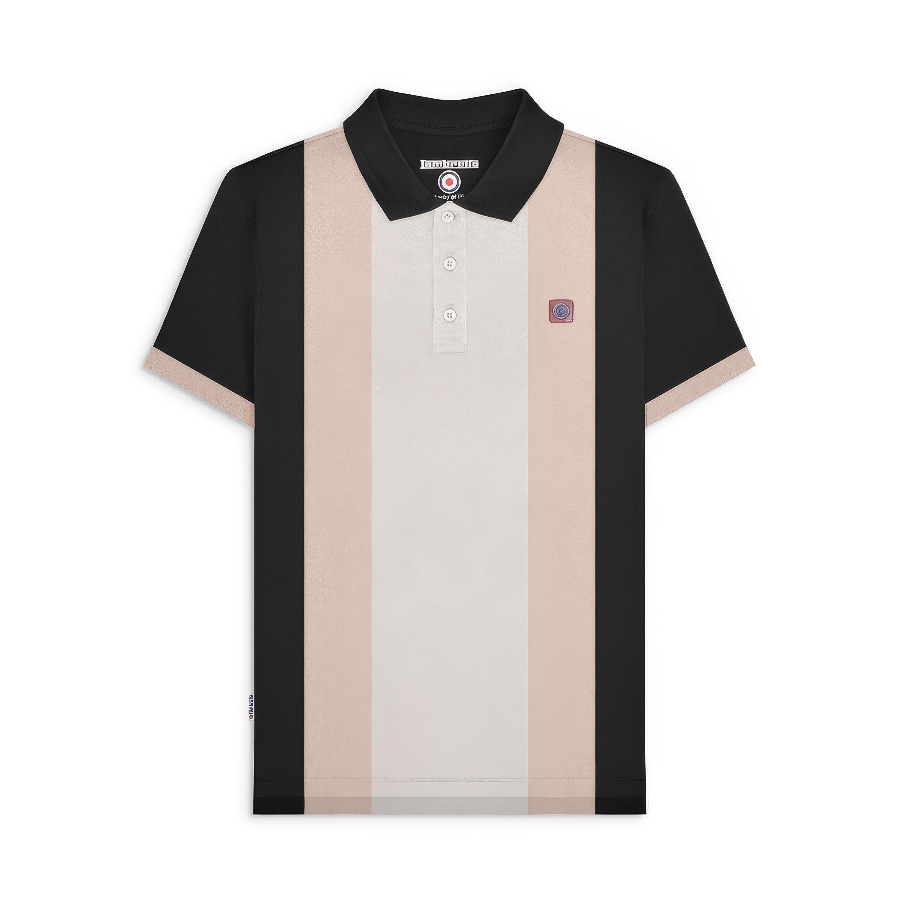 Lambretta Men's Vintage Panel Short-Sleeve Polo Shirt - Black - 2X Large